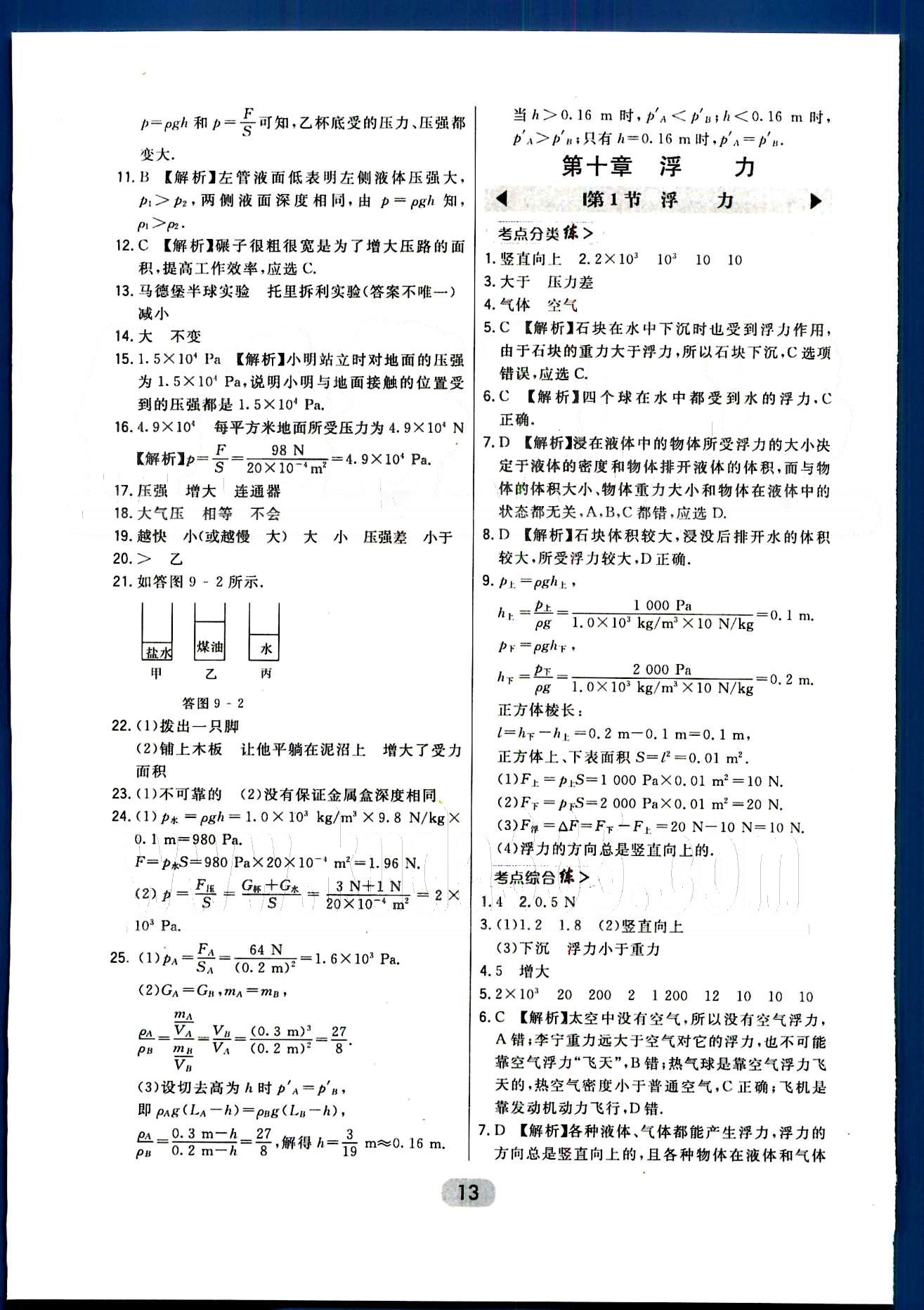 2016年北大綠卡課時(shí)同步講練八年級(jí)物理下冊(cè)人教版 第七章-第十二章 [13]