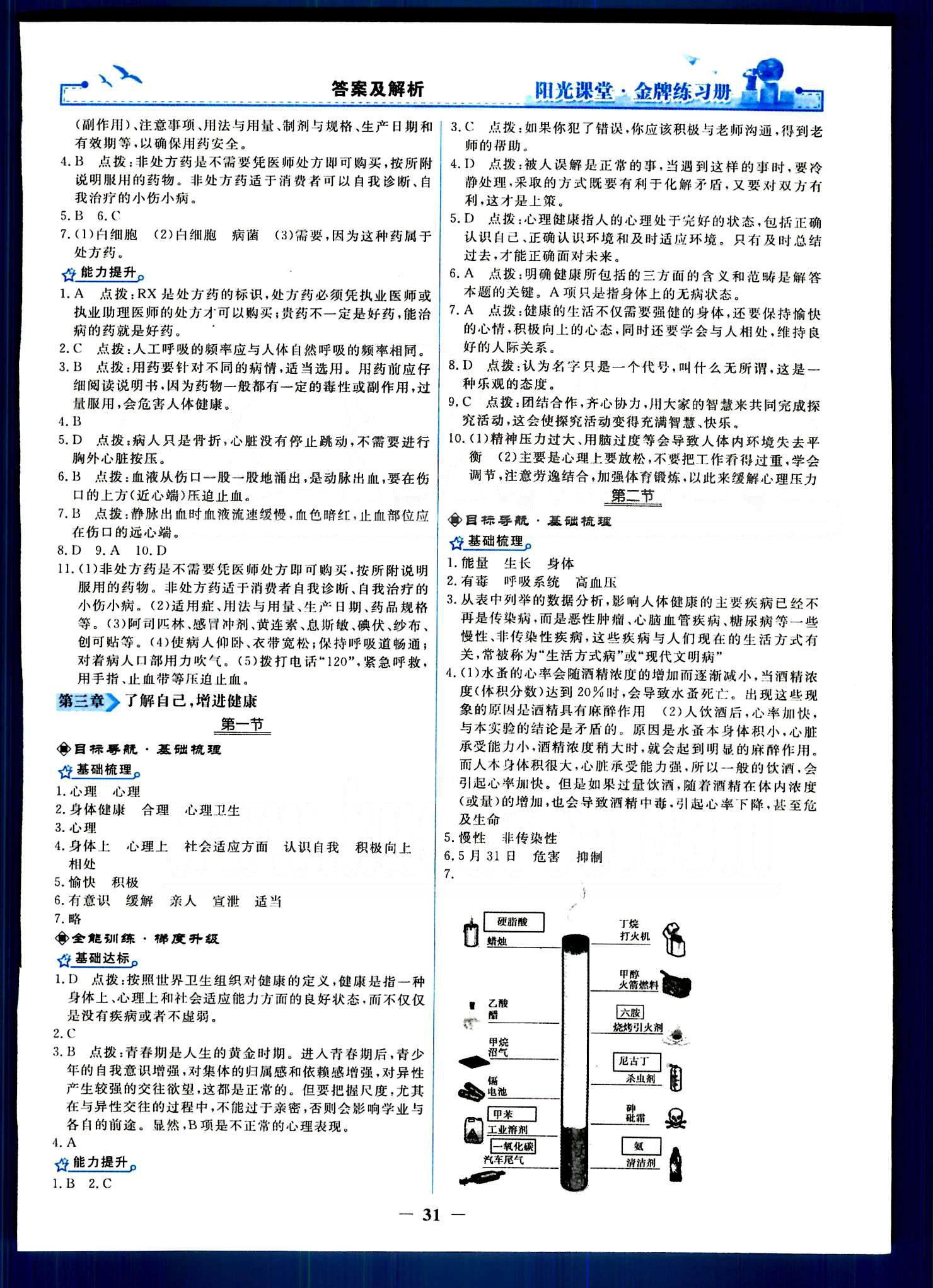 陽(yáng)光課堂金牌練習(xí)冊(cè)八年級(jí)下生物人民教育出版社 第八單元 健康的生活 [3]