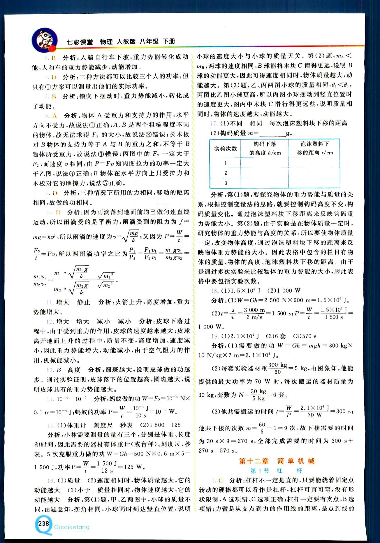 2015 初中一點通 七彩課堂八年級下物理重慶出版社 第十一章　功和機械能 [4]