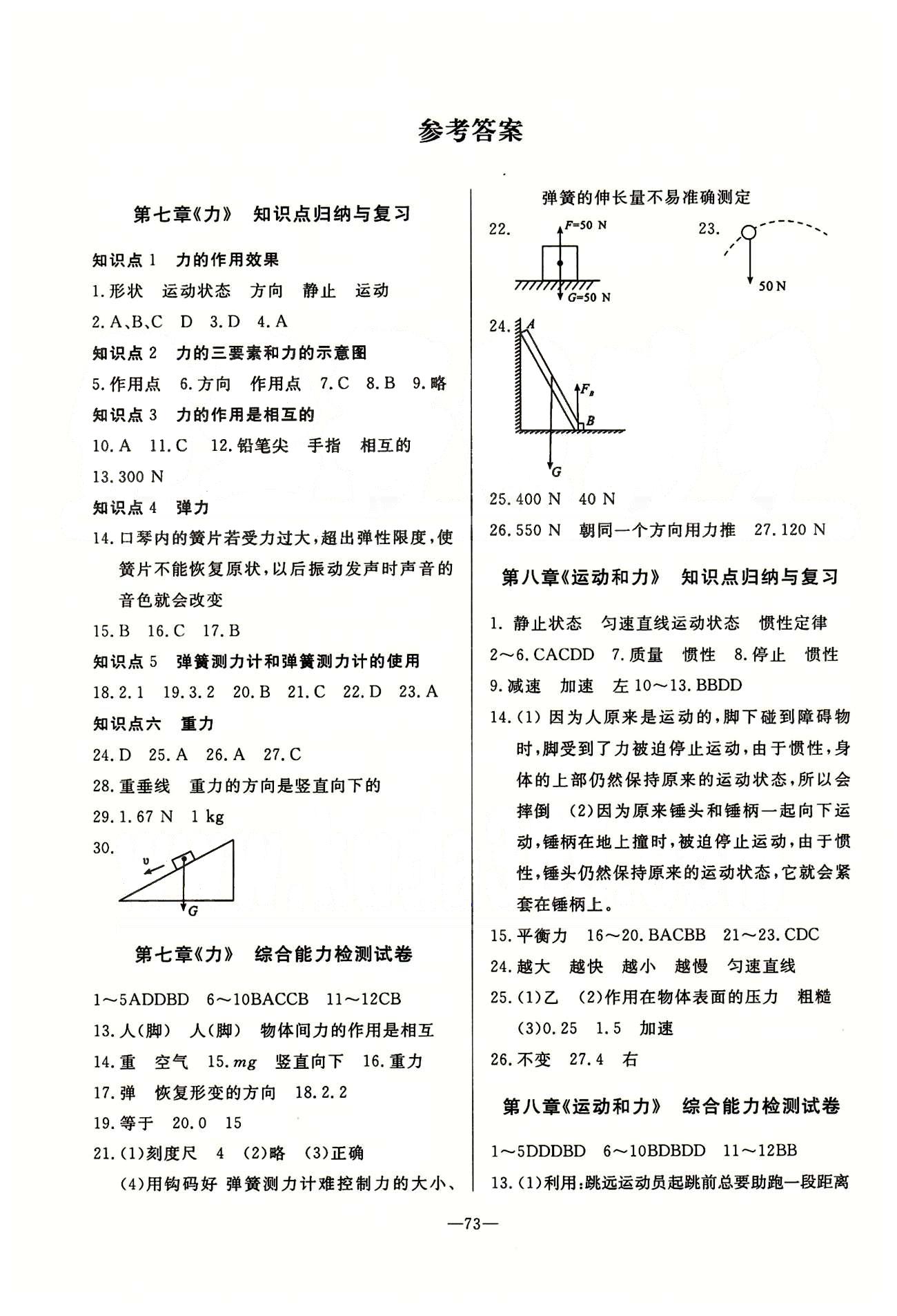 單元測(cè)評(píng)卷精彩考評(píng)八年級(jí)下物理延邊教育出版社 第七章-第十二章 [1]