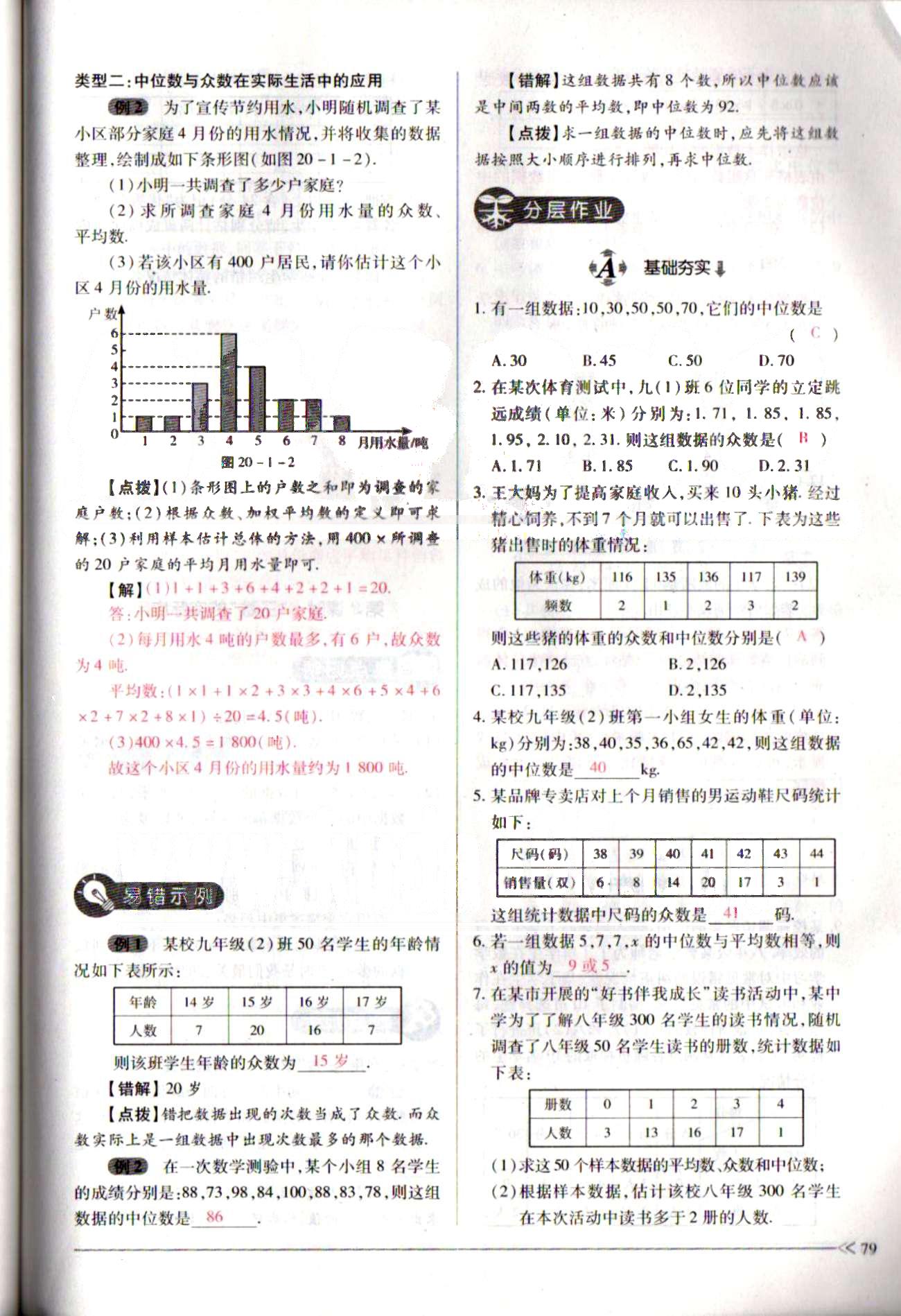 一課一練創(chuàng)新練習(xí)八年級(jí)下數(shù)學(xué)江西人民出版社 第二十章　數(shù)據(jù)的分析 [6]