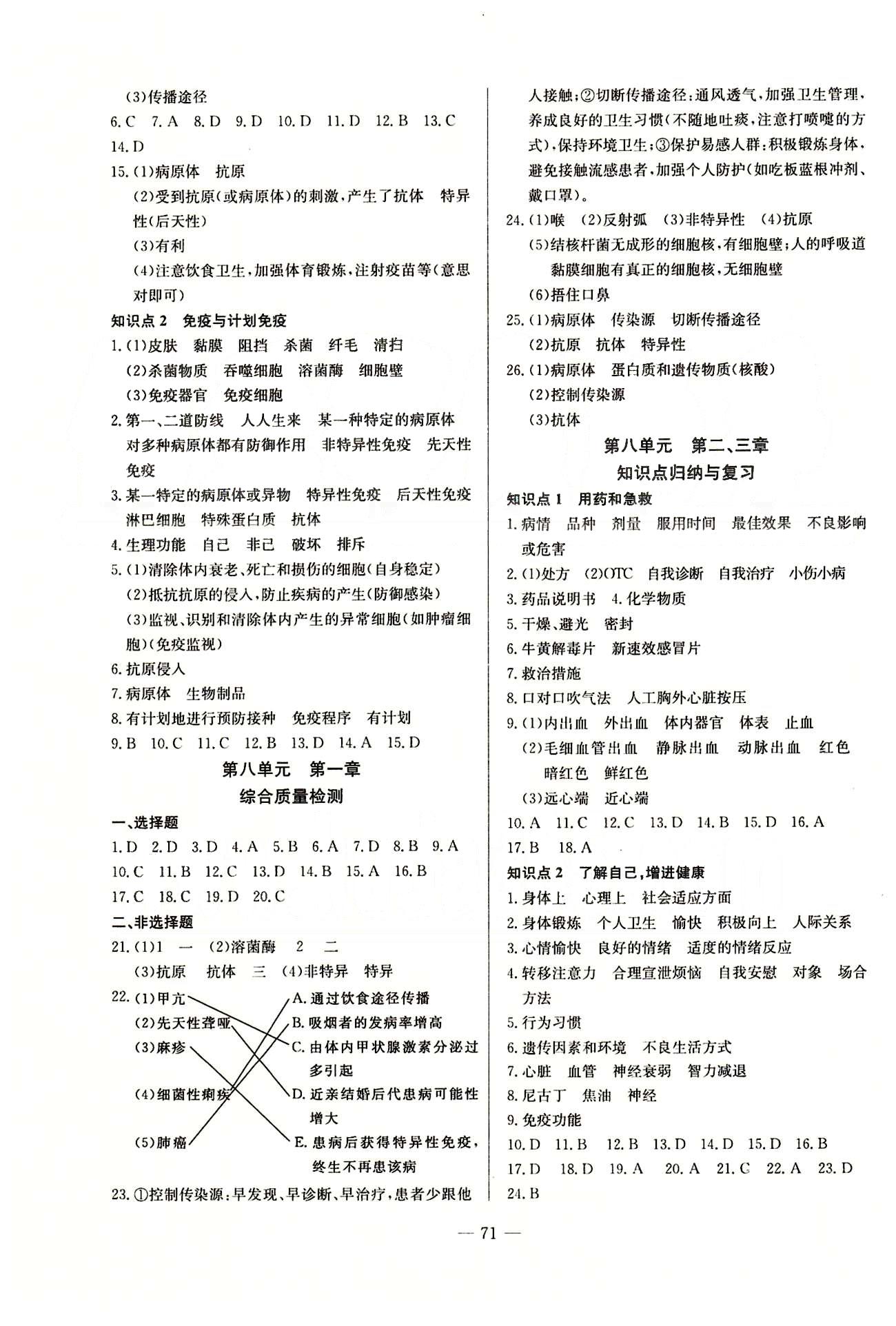 2015 精彩考评 单元测评卷八年级下生物延边教育出版社 第七单元-第八单元 [7]