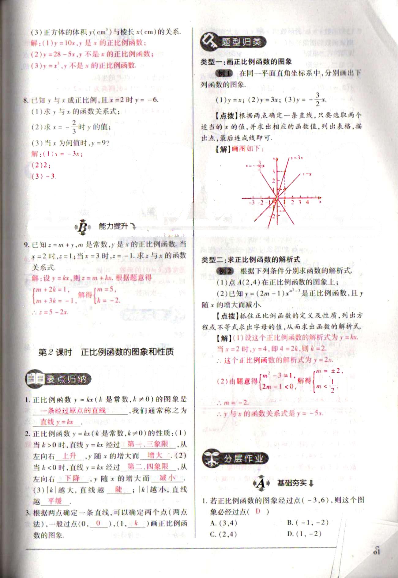 一課一練創(chuàng)新練習八年級下數(shù)學江西人民出版社 第十九章　一次函數(shù) [11]