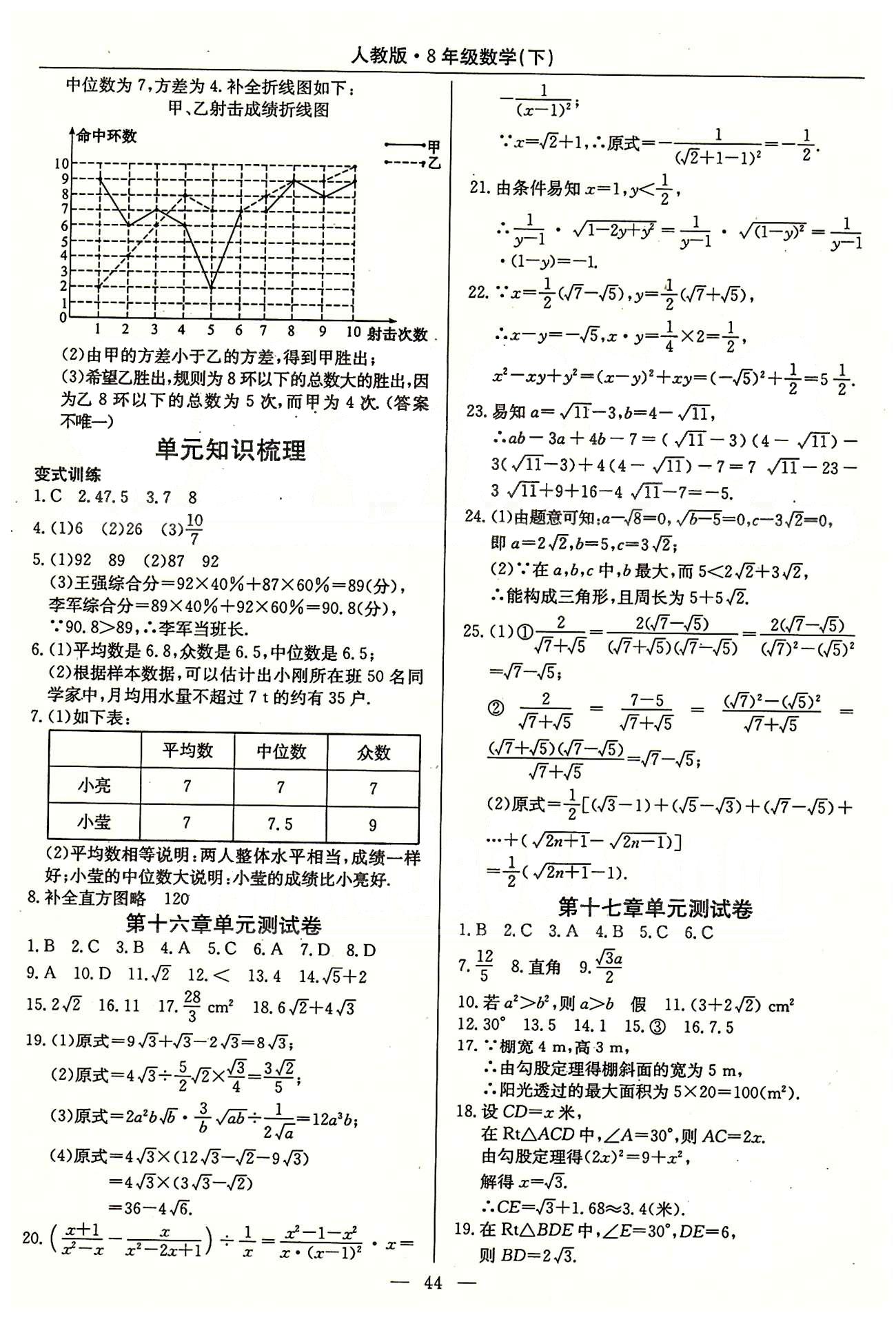 2015高效通八年級(jí)下數(shù)學(xué)延邊教育出版社 單元測(cè)試卷 [1]