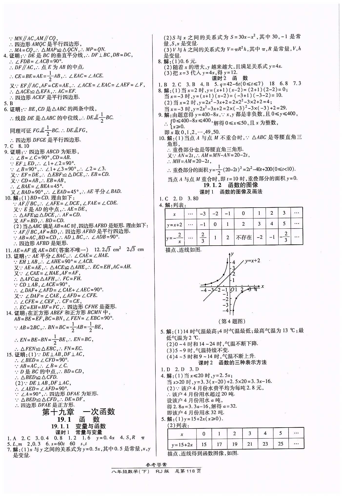 高效课时通10分钟掌控课堂八年级数学下册人教版 第十九章　一次函数 [1]