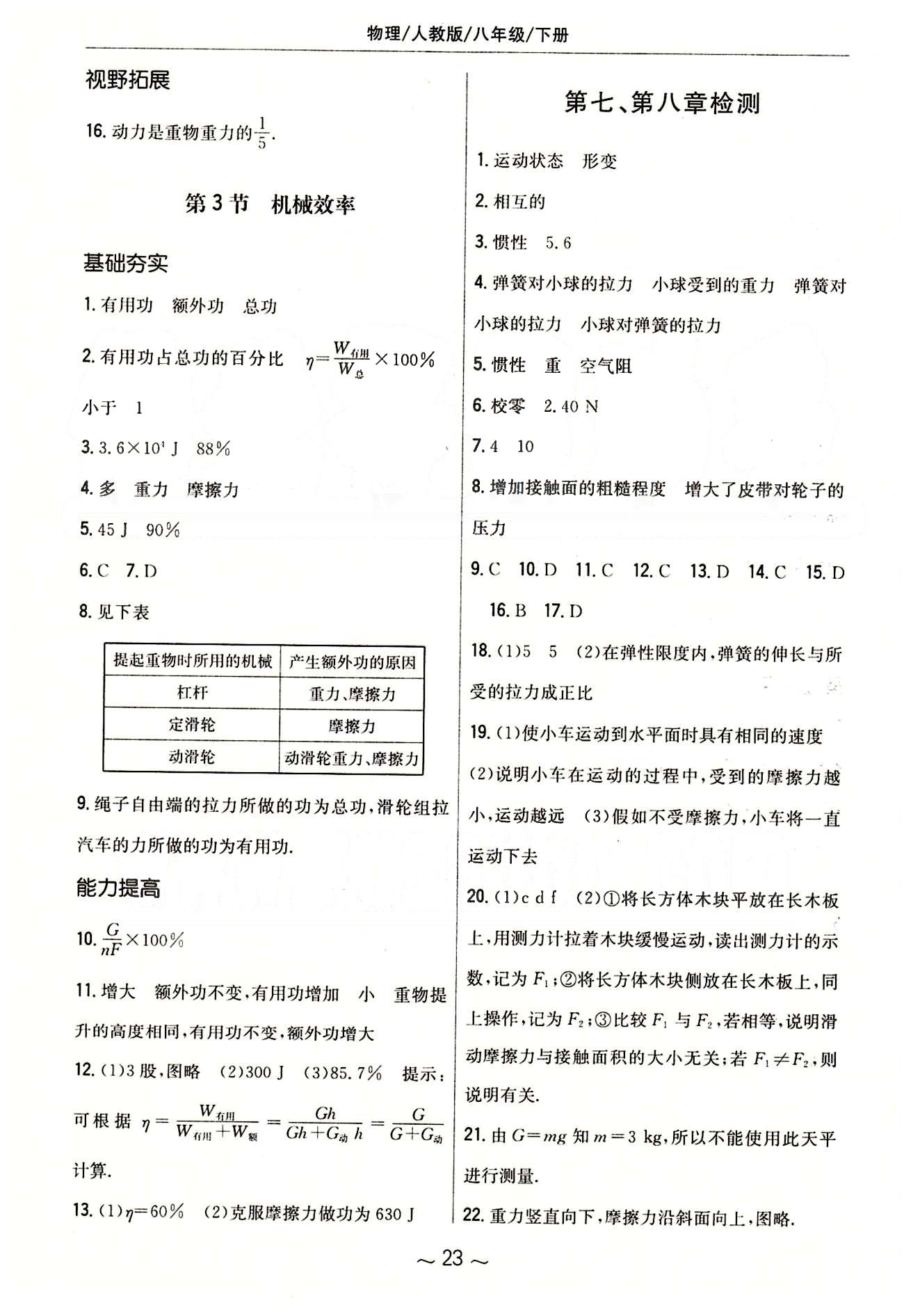 2015年新编基础训练八年级物理下册人教版 参考答案 [11]