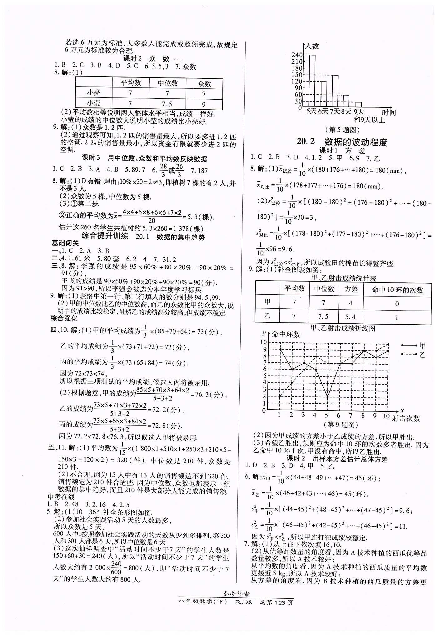 高效课时通10分钟掌控课堂八年级数学下册人教版 第二十章　数据的分析 [2]