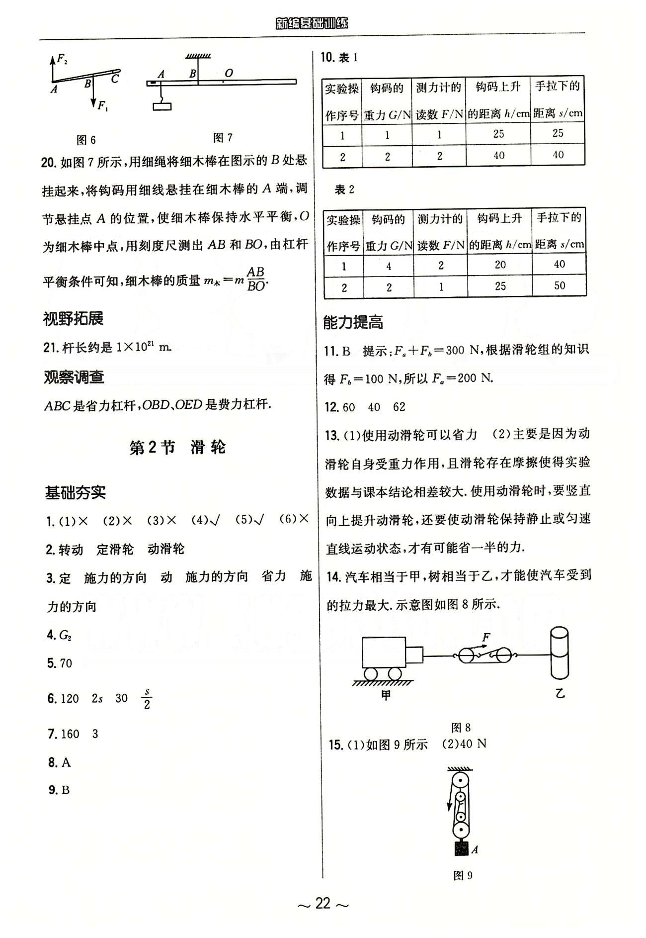 2015年新編基礎(chǔ)訓(xùn)練八年級(jí)物理下冊(cè)人教版 參考答案 [10]