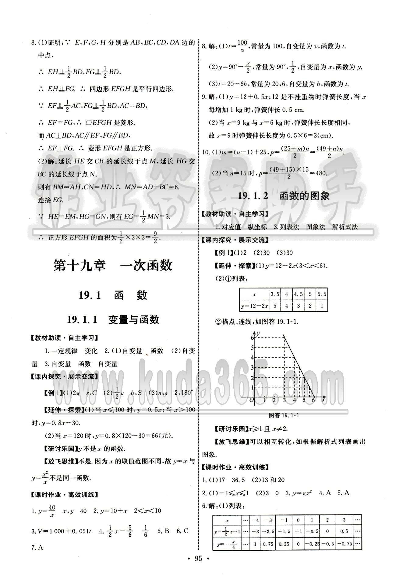 2015年能力培养与测试八年级数学下册人教版 第十九章　一次函数 [1]