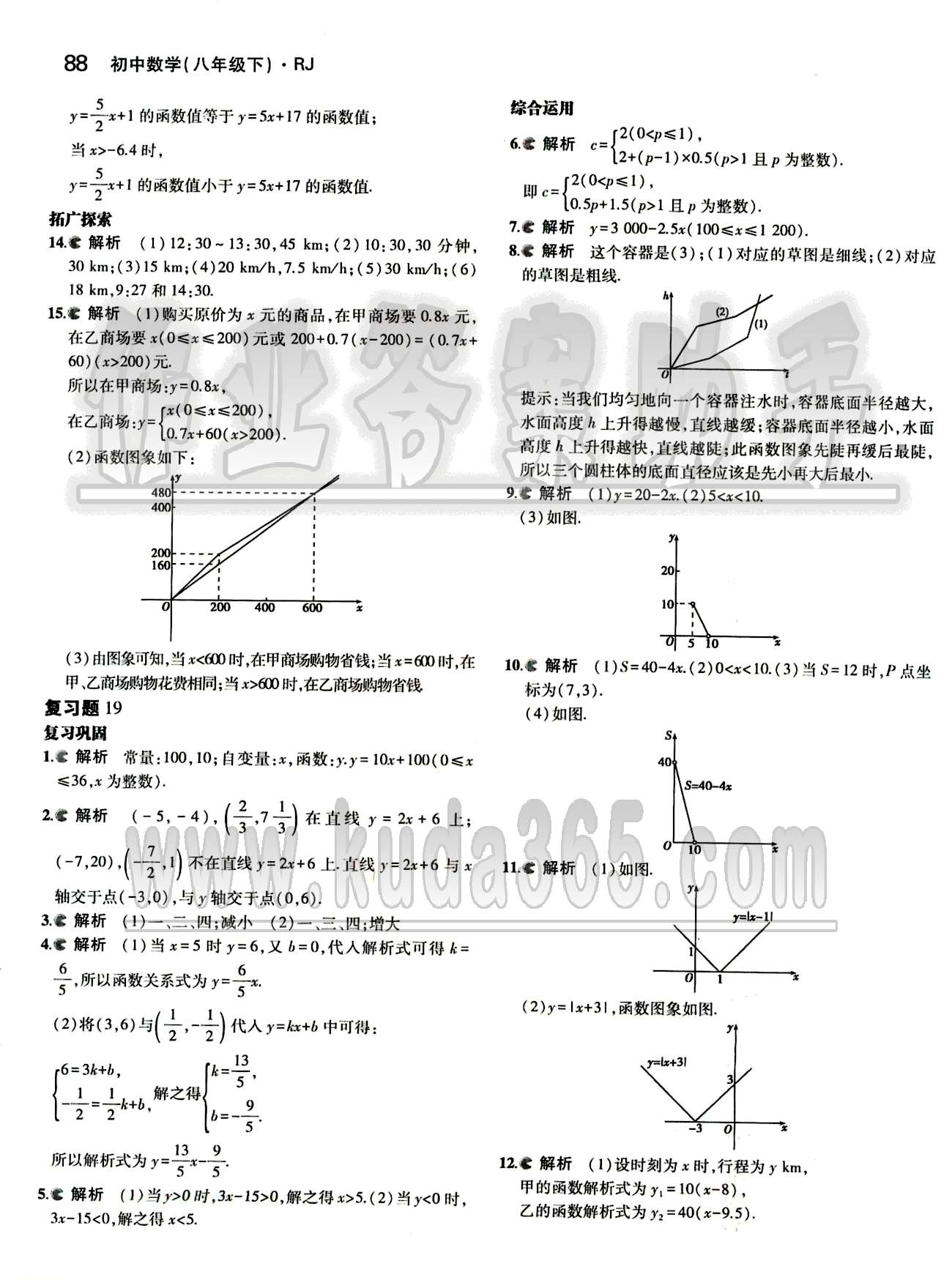 課本 教材八年級下數(shù)學人民教育出版社 參考答案第21頁