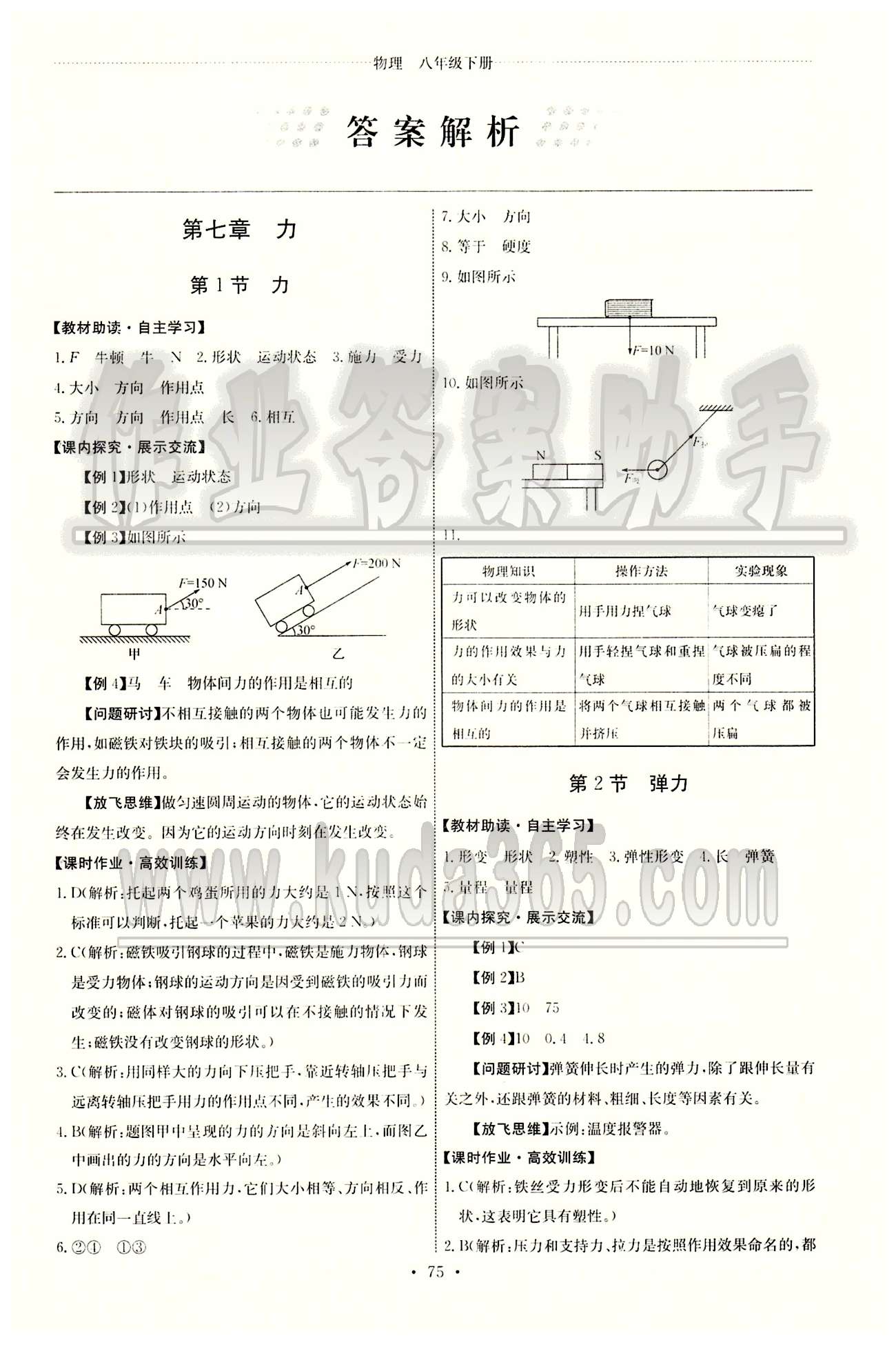 2015年能力培养与测试八年级物理下册人教版 第七章　力 [1]