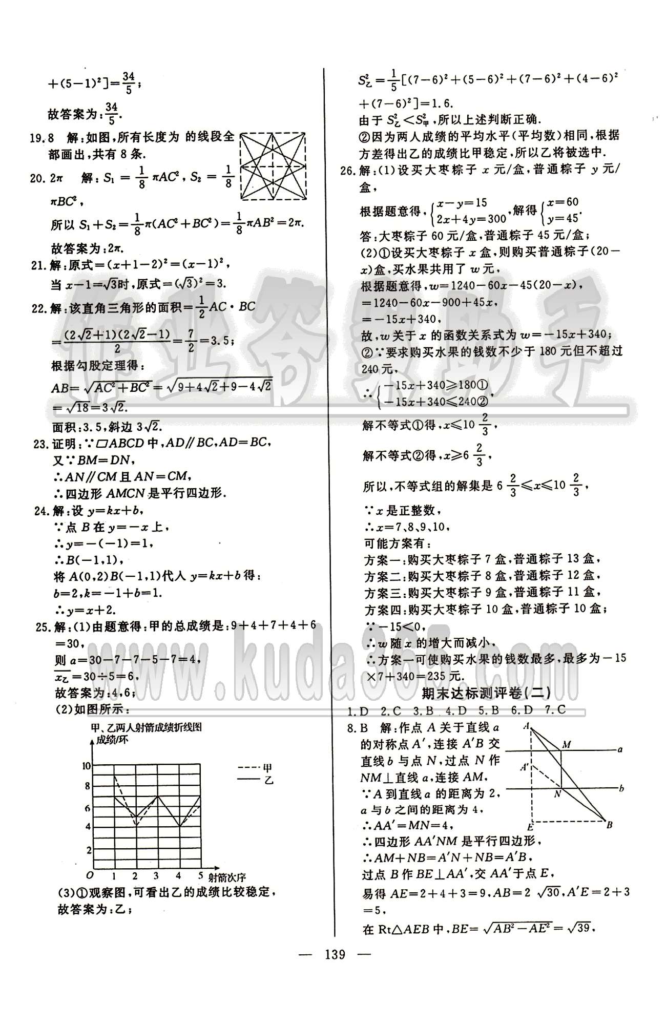 魔方教育 名師點(diǎn)撥課時(shí)作業(yè)八年級(jí)下數(shù)學(xué)甘肅教育出版社 達(dá)標(biāo)測(cè)試卷 [7]