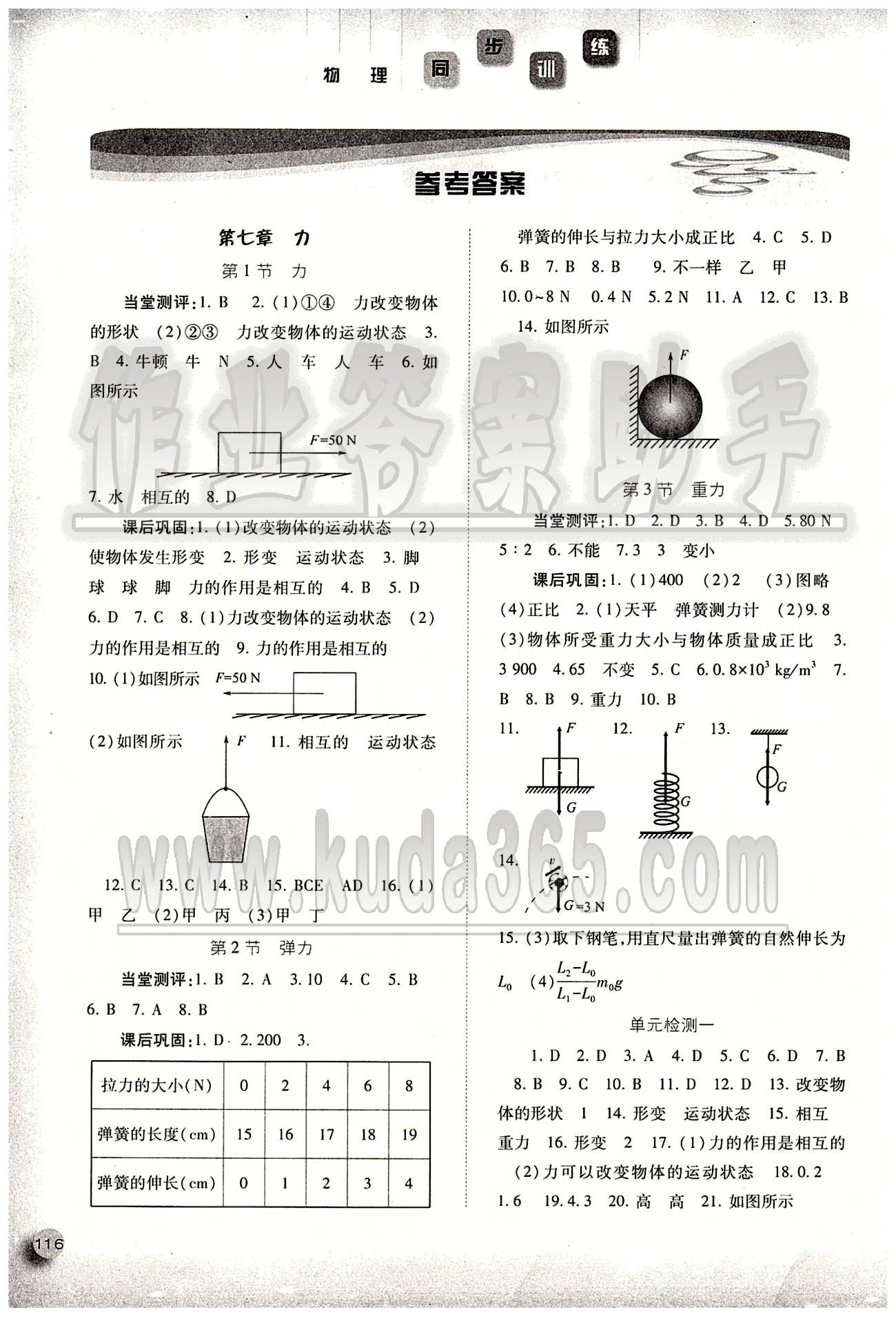 2015同步训练八年级下物理河北人民出版社 第七章　力 [1]