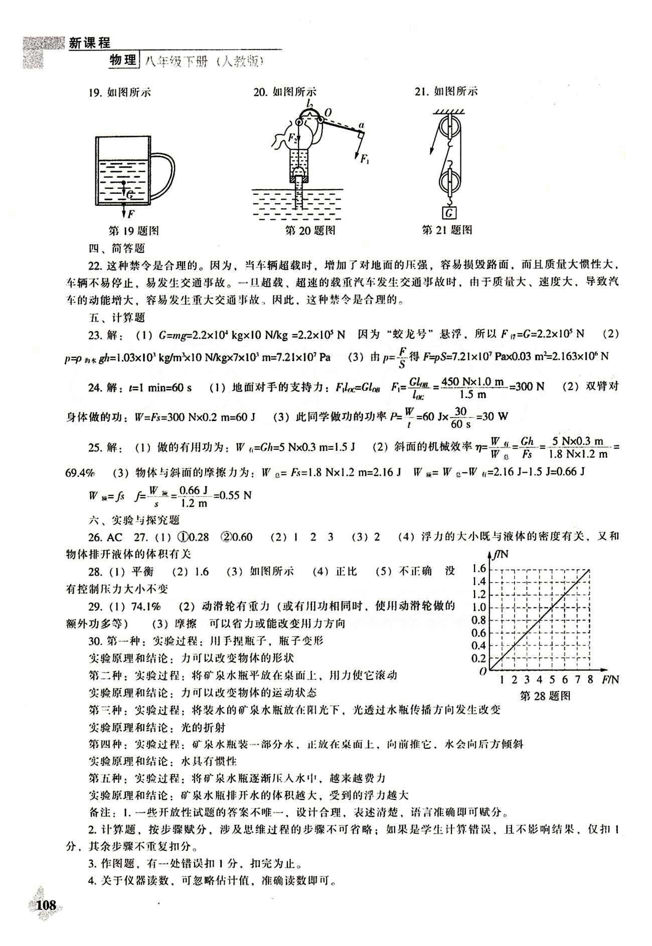 課本最新版 新課程 能力培養(yǎng)八年級下物理遼海出版社 參考答案 [11]