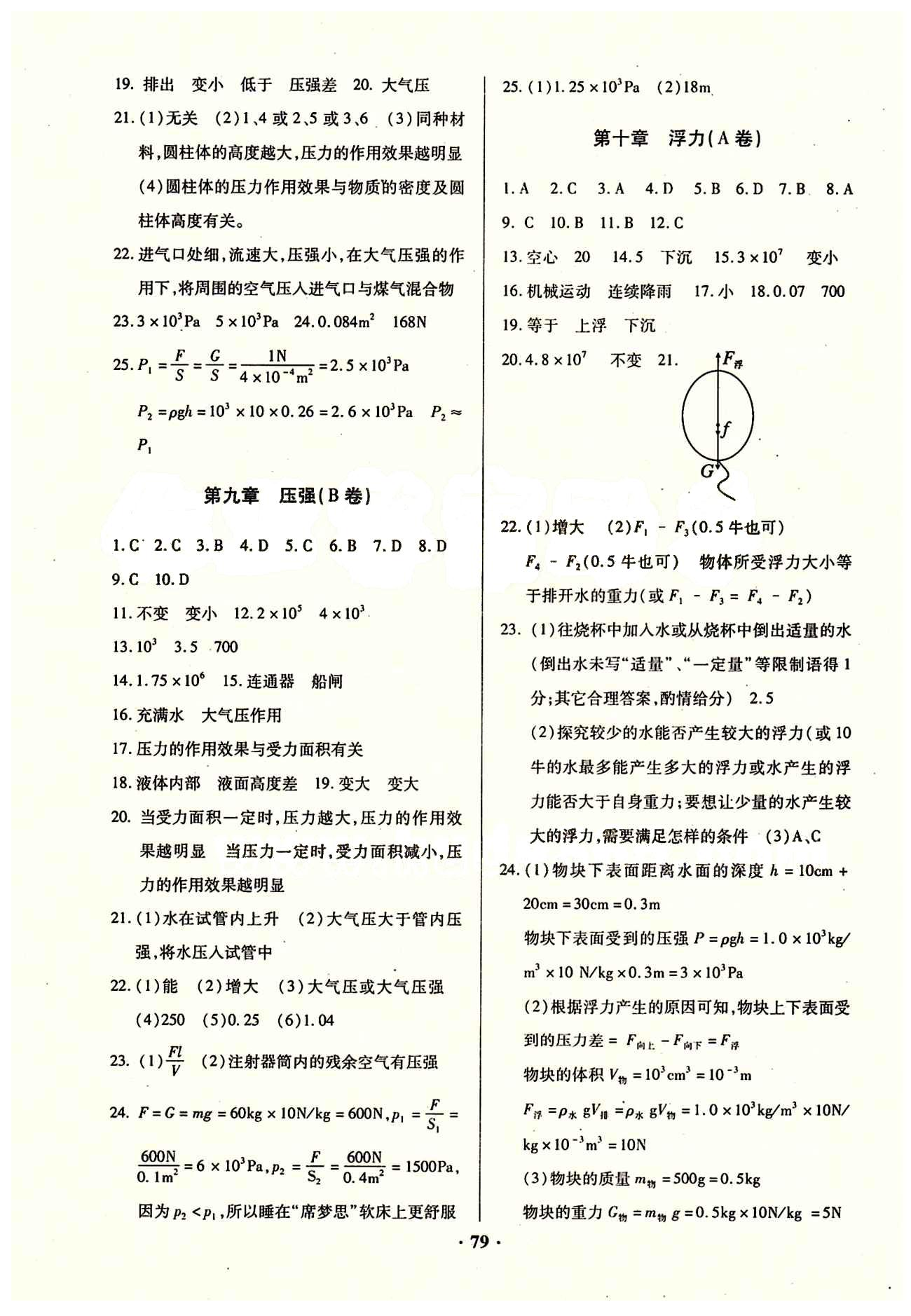 2015年优化夺标单元测试卷八年级物理下册人教版 参考答案 [3]