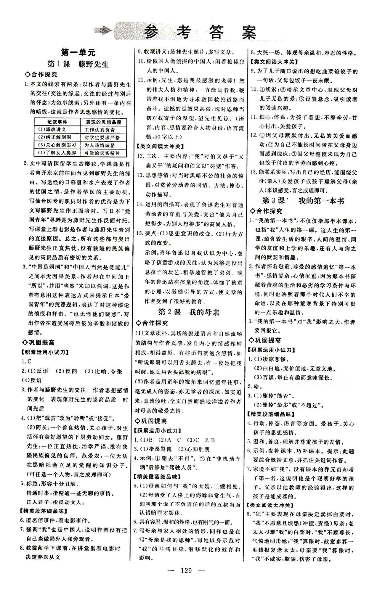 恒基名师助学系列 细解巧练八年级下语文内蒙古少年儿童出版社内蒙古少年儿童出版社 第一单元 [1]