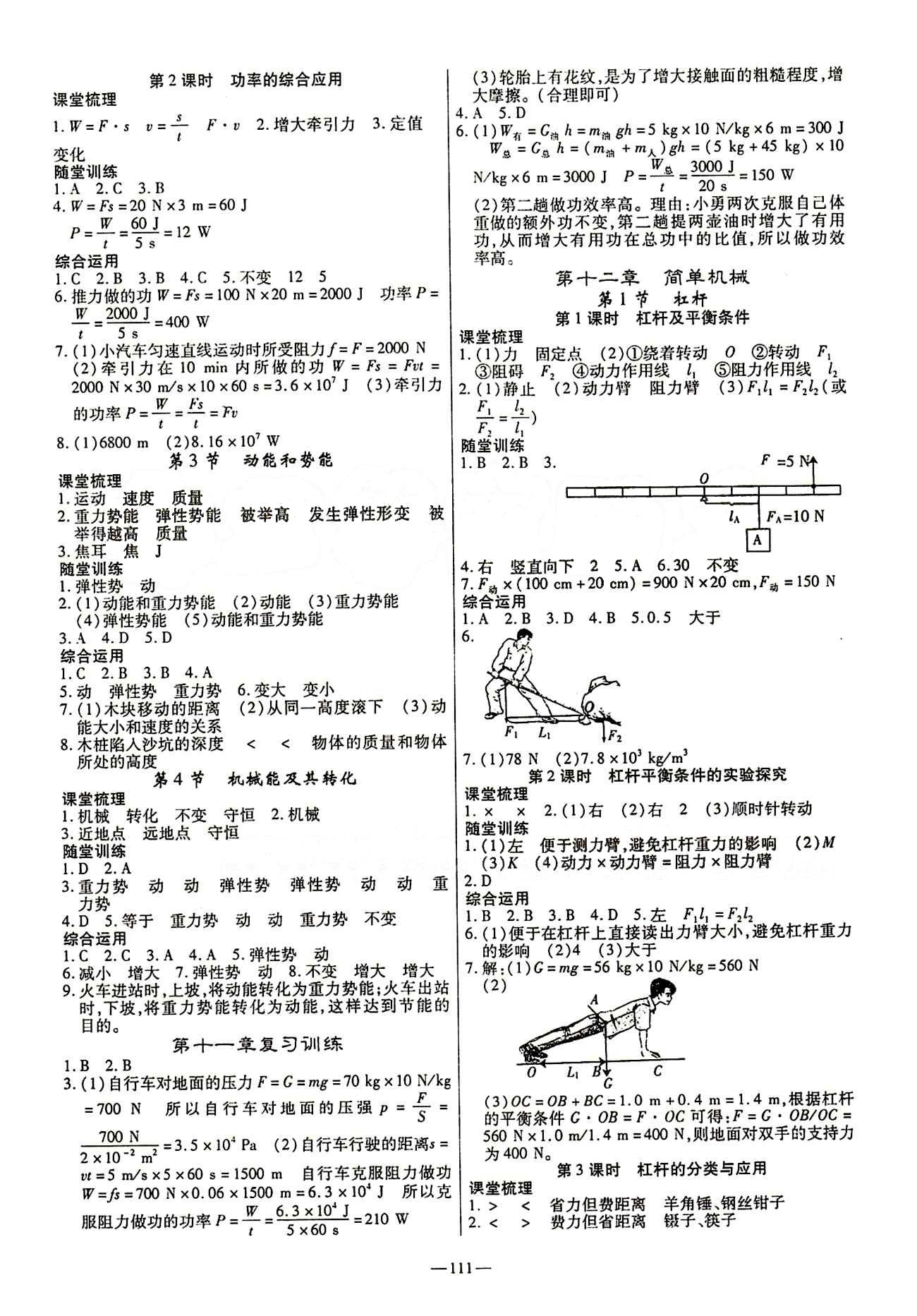 高效學(xué)案金典課堂八年級下物理河北科學(xué)技術(shù)出版社 參考答案 [5]