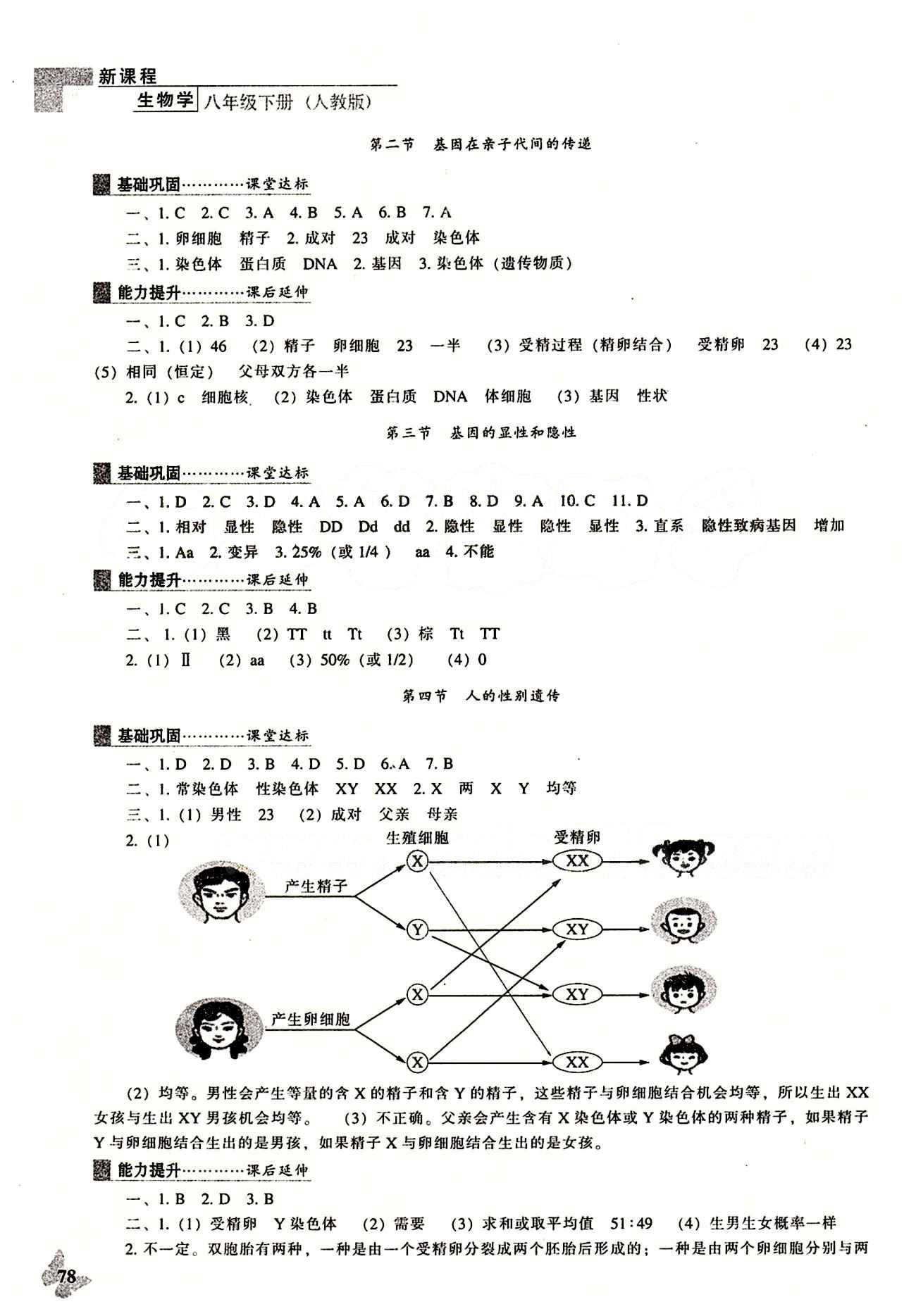 課本最新版 新課程 能力培養(yǎng)八年級下生物遼海出版社 參考答案 [3]