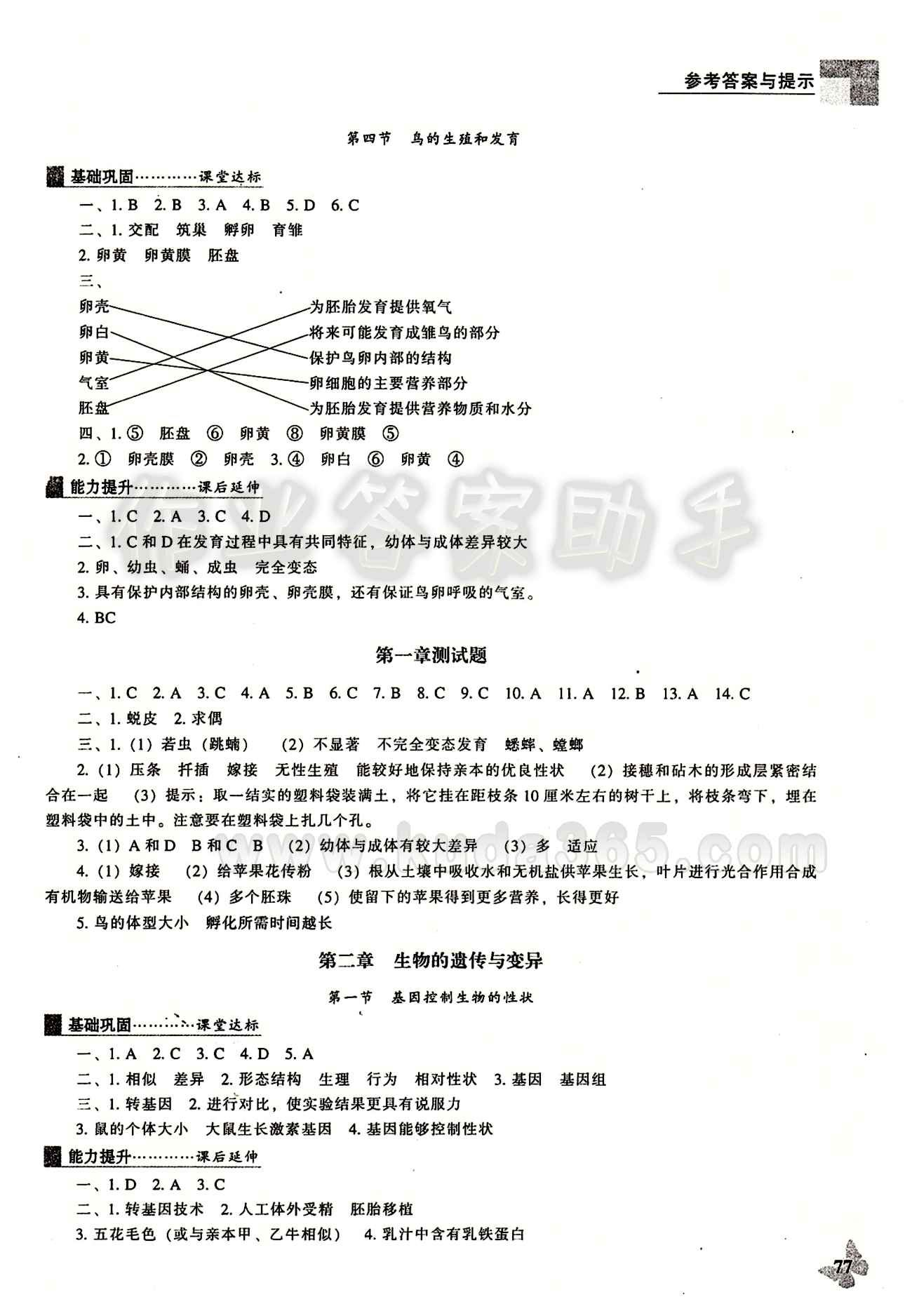 課本最新版 新課程 能力培養(yǎng)八年級(jí)下生物遼海出版社 參考答案 [2]