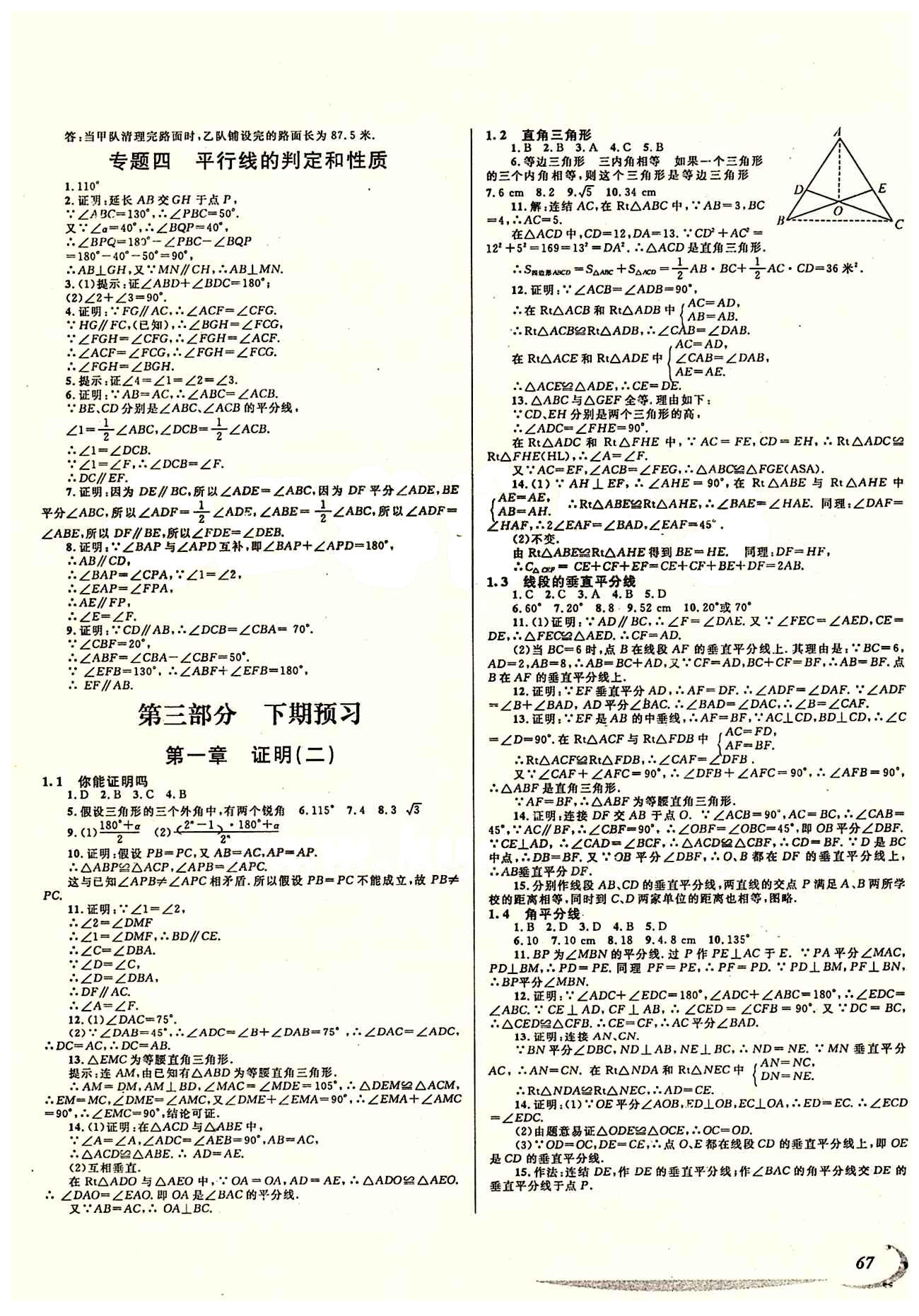 學期總復習 陽光假期 北師大版八年級下數(shù)學電子出版社 參考答案 [7]