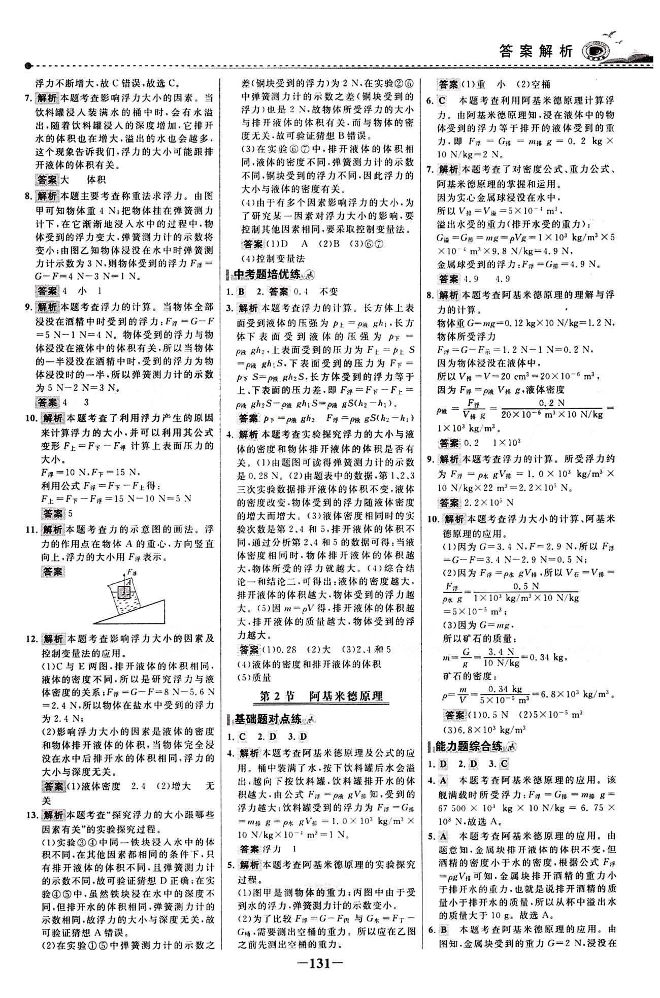 2015 百练百胜八年级下物理浙江科学技术出版社 课时训练区 [14]