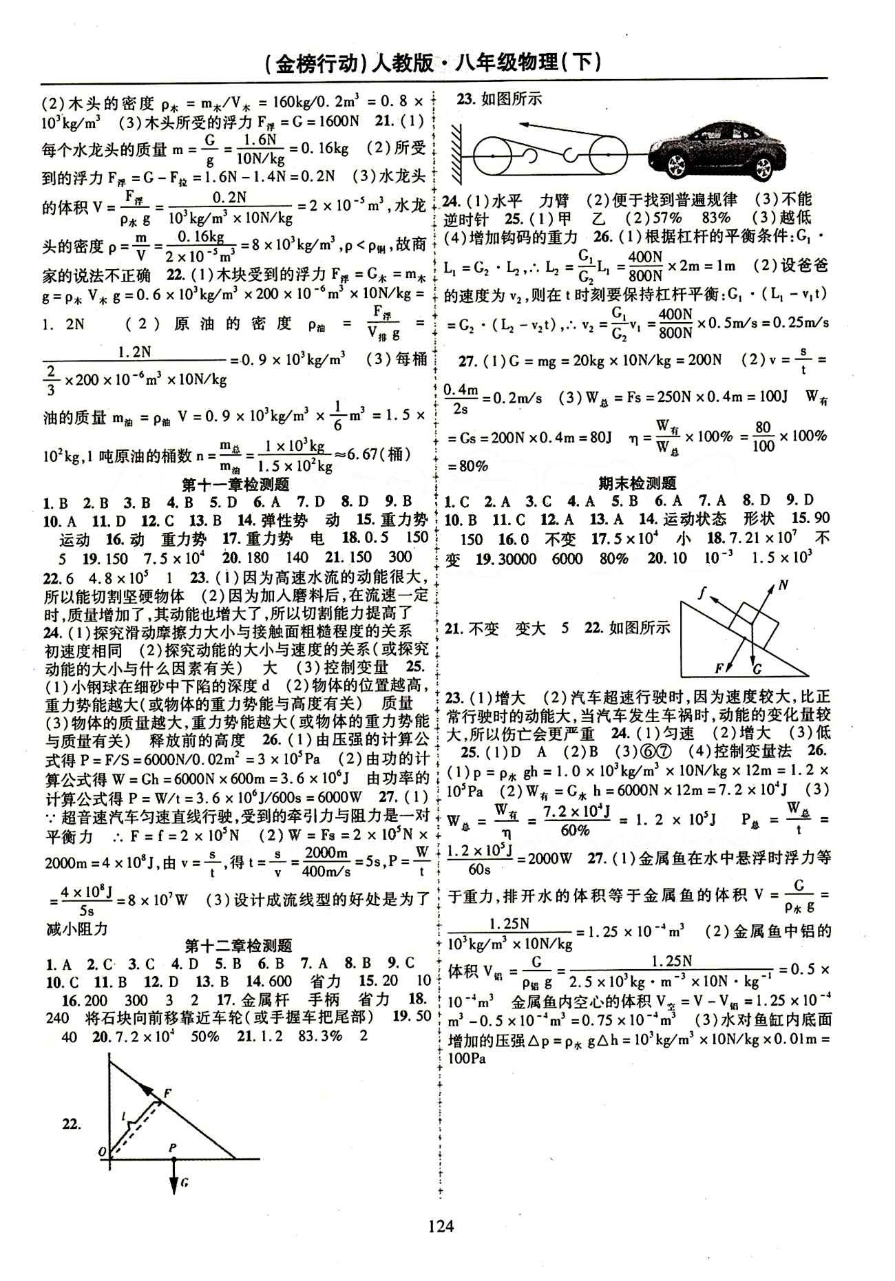 金榜行動(dòng)八年級(jí)下物理湖北科學(xué)技術(shù)出版社 參考答案 [8]