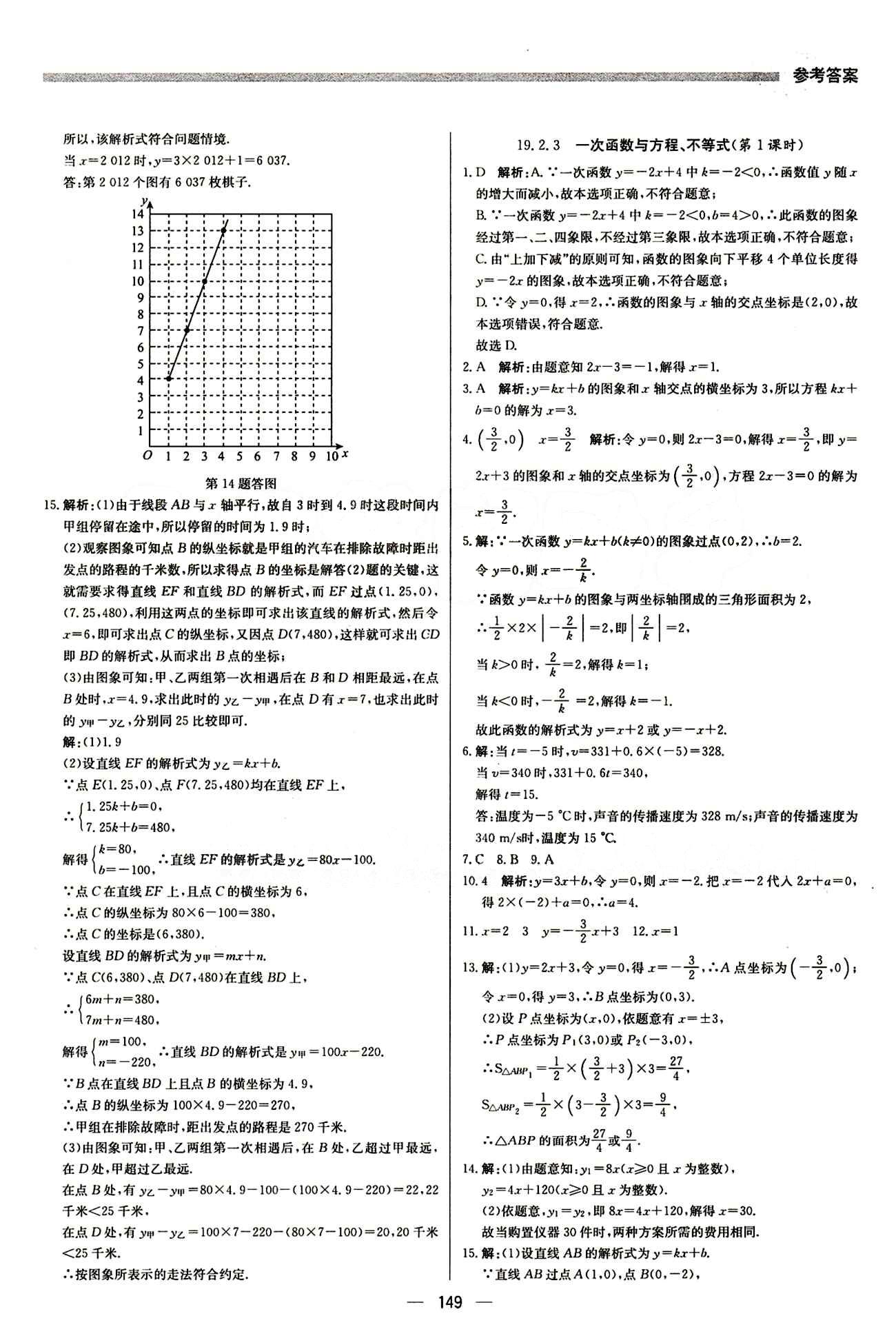 2015 提分教练八年级下数学北京教育出版社 第十九章　一次函数 [6]