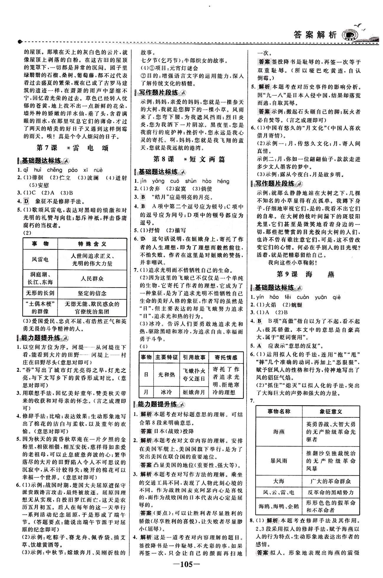 2015 百練百勝八年級(jí)下語(yǔ)文浙江科學(xué)技術(shù)出版社 課時(shí)訓(xùn)練區(qū) [4]