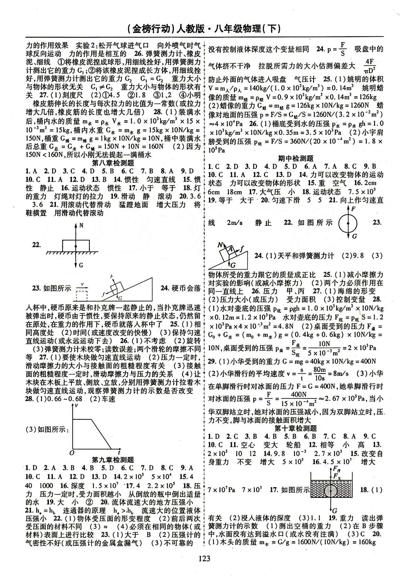 金榜行動八年級下物理湖北科學技術出版社 參考答案 [7]