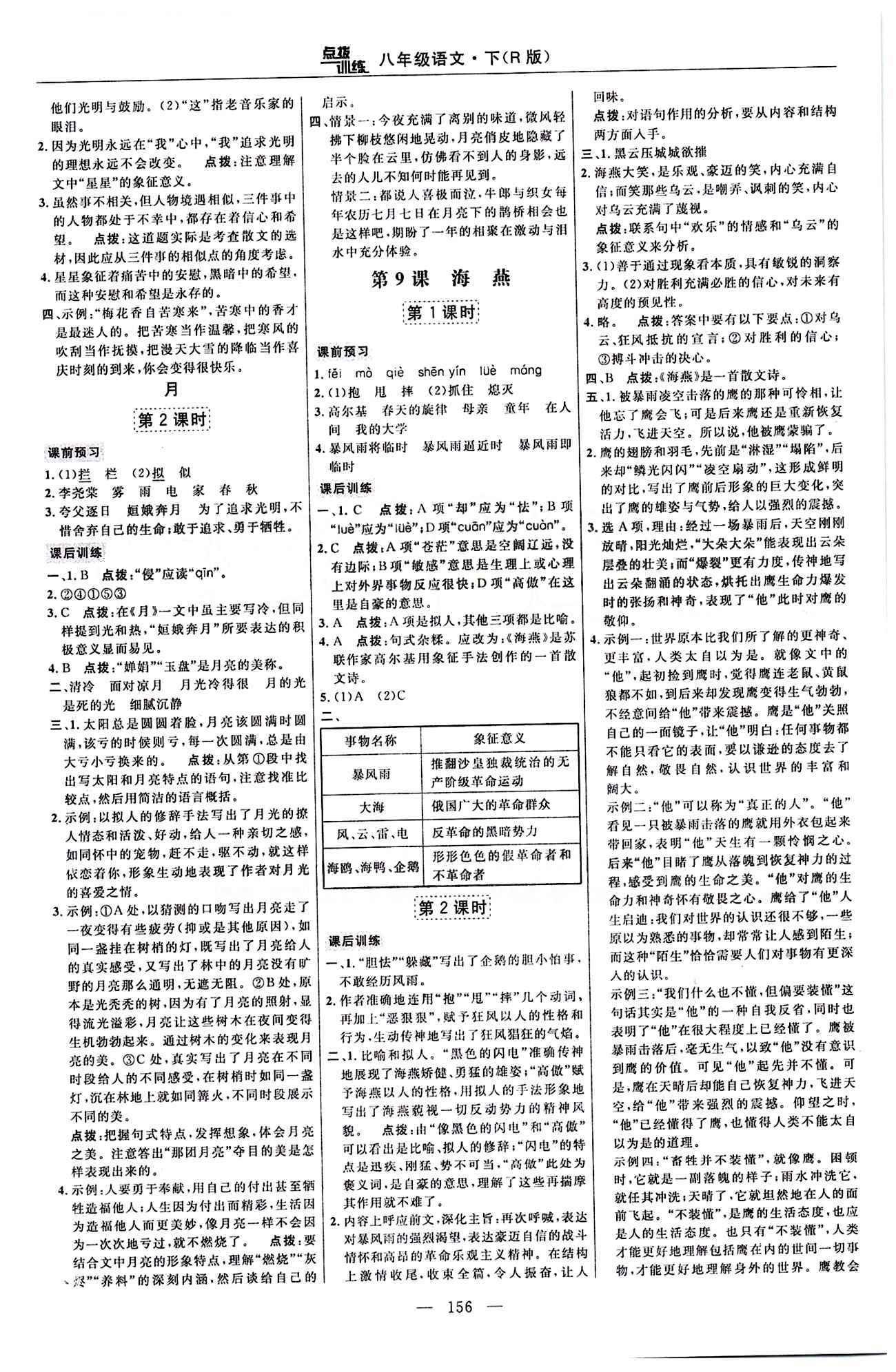 2016年點(diǎn)撥訓(xùn)練八年級(jí)語(yǔ)文下冊(cè)人教版 課時(shí)練答案與點(diǎn)撥 [6]