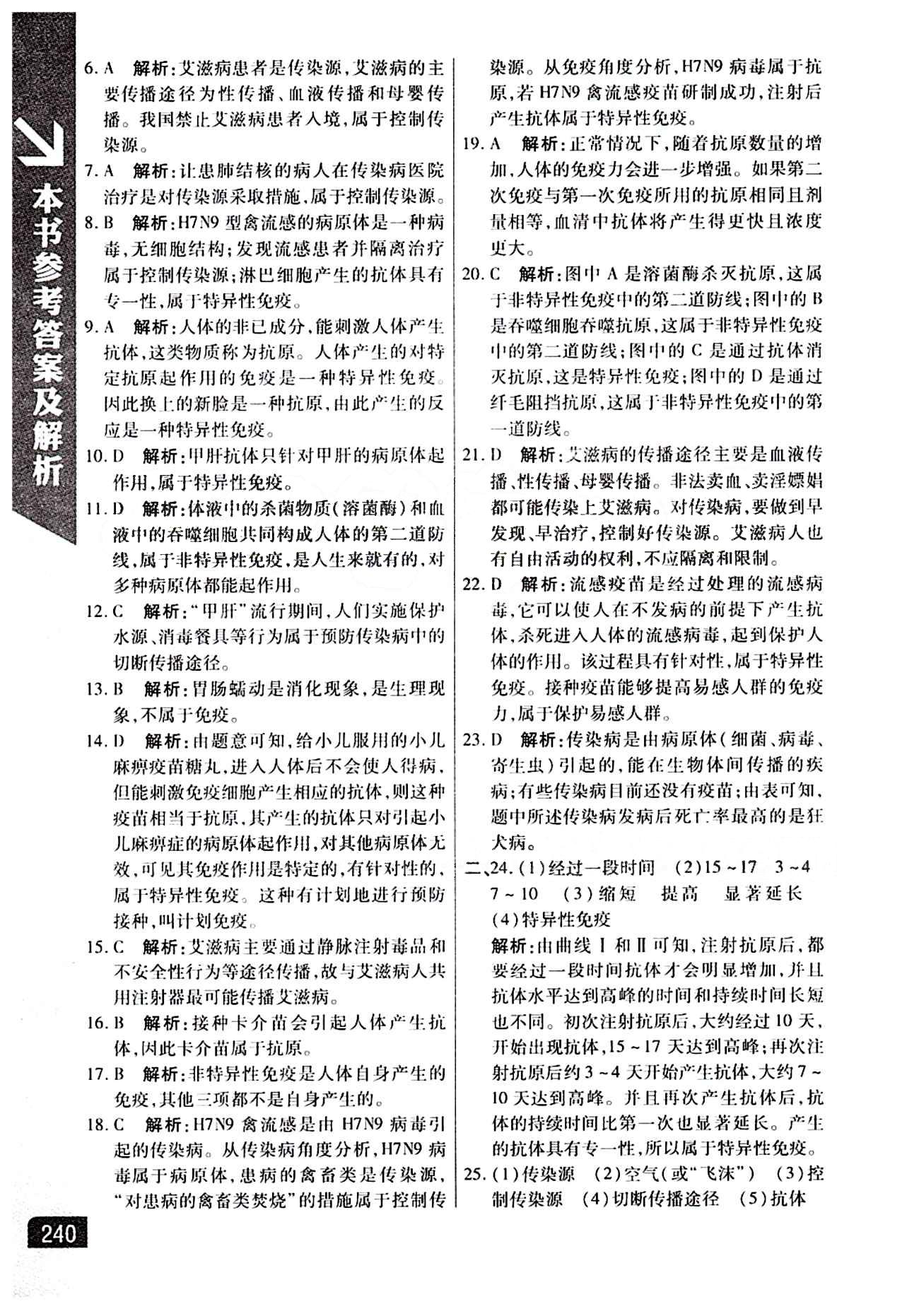 倍速学习法 直通中考版八年级下生物北京教育出版社 第八单元 健康的生活 [3]