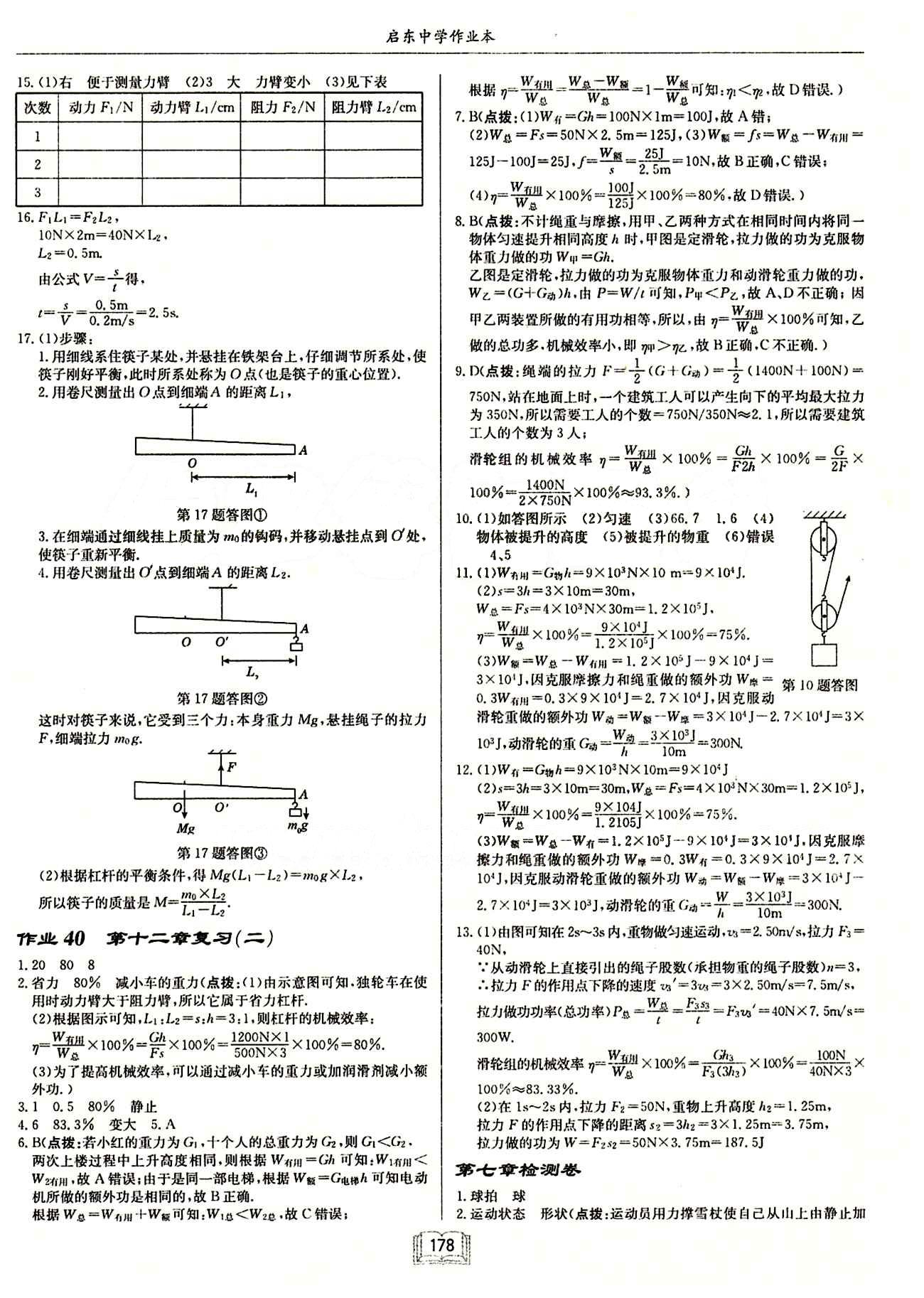 啟東中學(xué)作業(yè)本 啟東系列同步篇八年級下物理龍門書局 第十二章　簡單機(jī)械 [6]