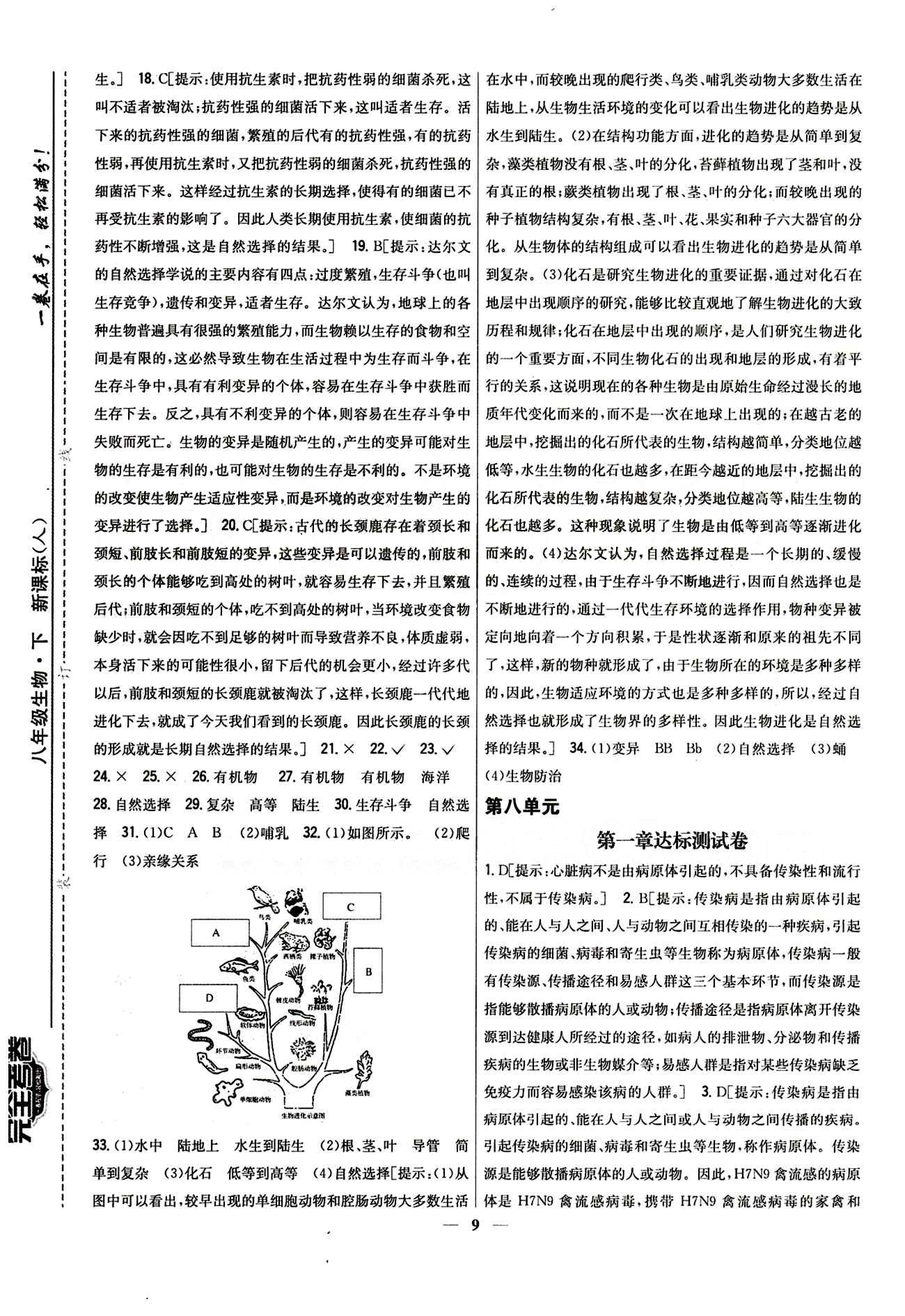 新教材完全考卷 新課標(biāo)八年級下生物吉林人民出版社 第八單元達(dá)標(biāo)測試卷 [2]