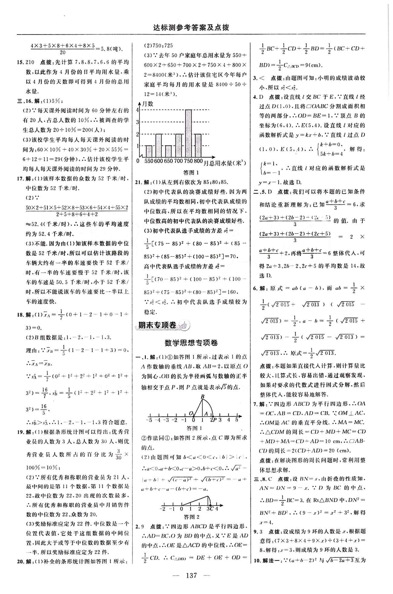 2016 年点拨训练八年级数学下册人教版 达标测答案与点拨 [7]