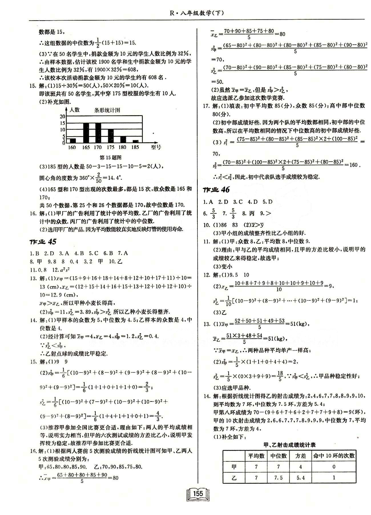 2015年启东中学作业本八年级数学下册人教版 第二十章　数据的分析 [3]