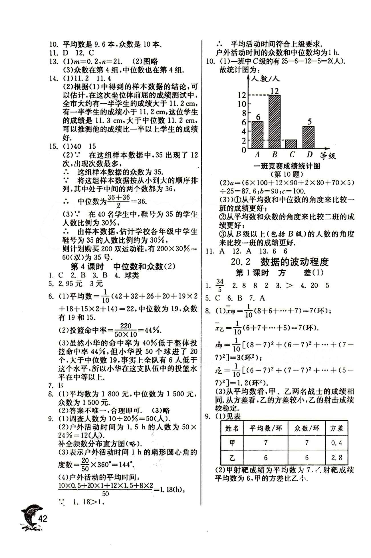 實驗班 提優(yōu)訓練八年級下數(shù)學中國少年兒童出版社 第二十章　數(shù)據(jù)的分析 [3]