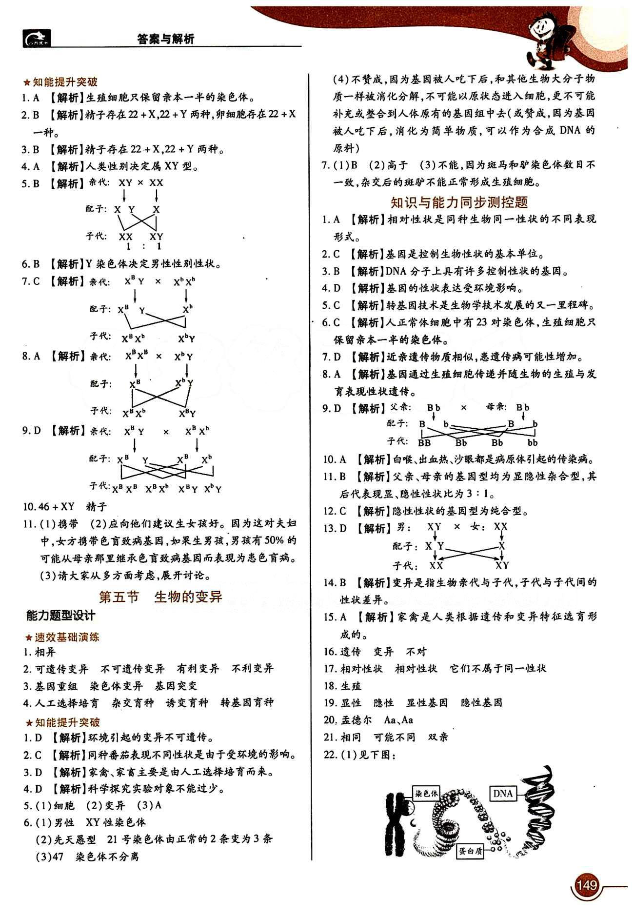 教材完全解讀 王后雄學案八年級下生物中國青年出版社 第七單元 生物圈中生命的延續(xù)和發(fā)展 [4]