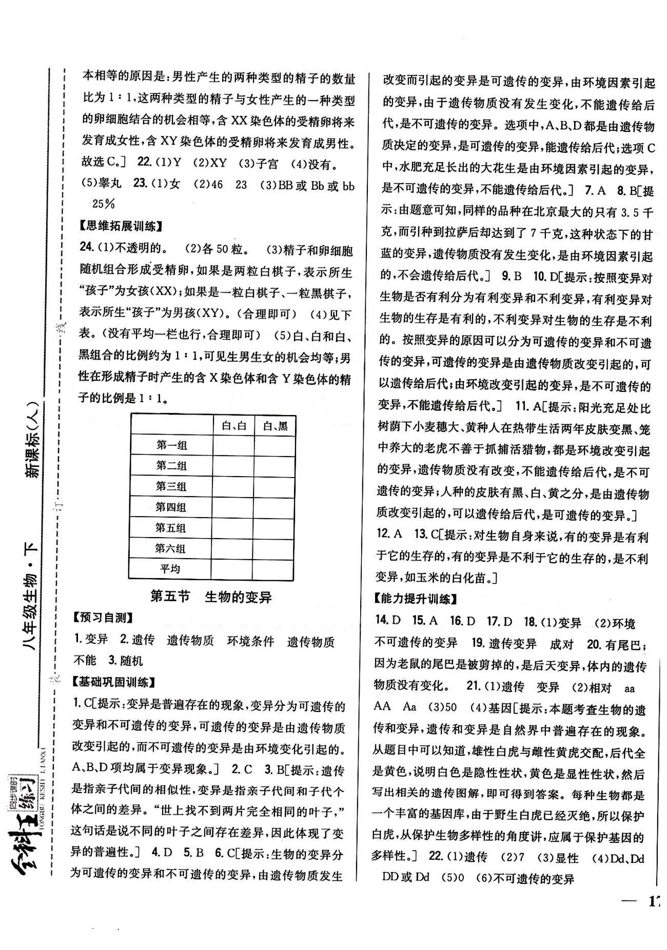 全科王 同步課時(shí)練習(xí)八年級(jí)下生物吉林人民出版社 第七單元 生物圈中生命的延續(xù)和發(fā)展 [9]