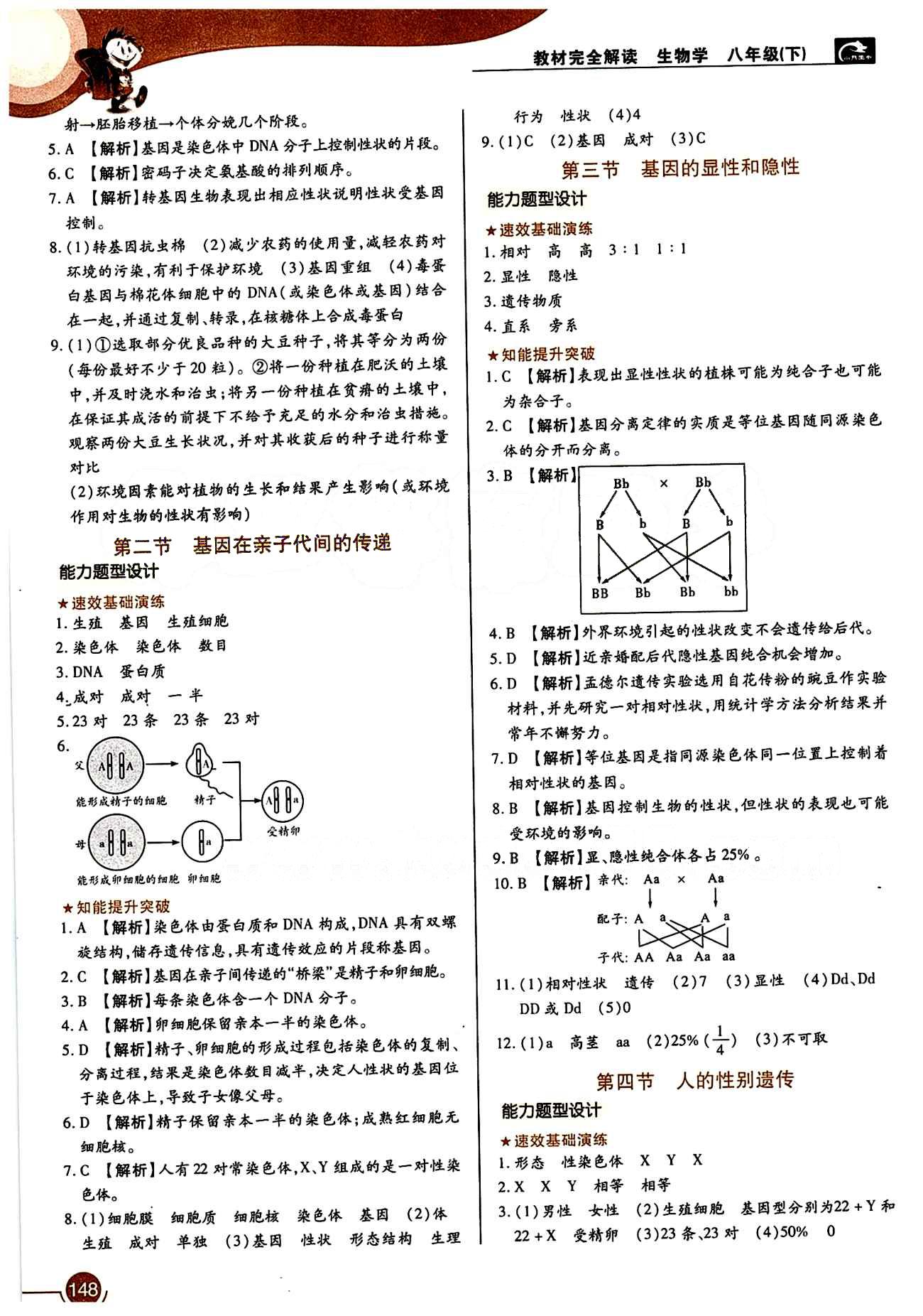 教材完全解讀 王后雄學(xué)案八年級(jí)下生物中國(guó)青年出版社 第七單元 生物圈中生命的延續(xù)和發(fā)展 [3]