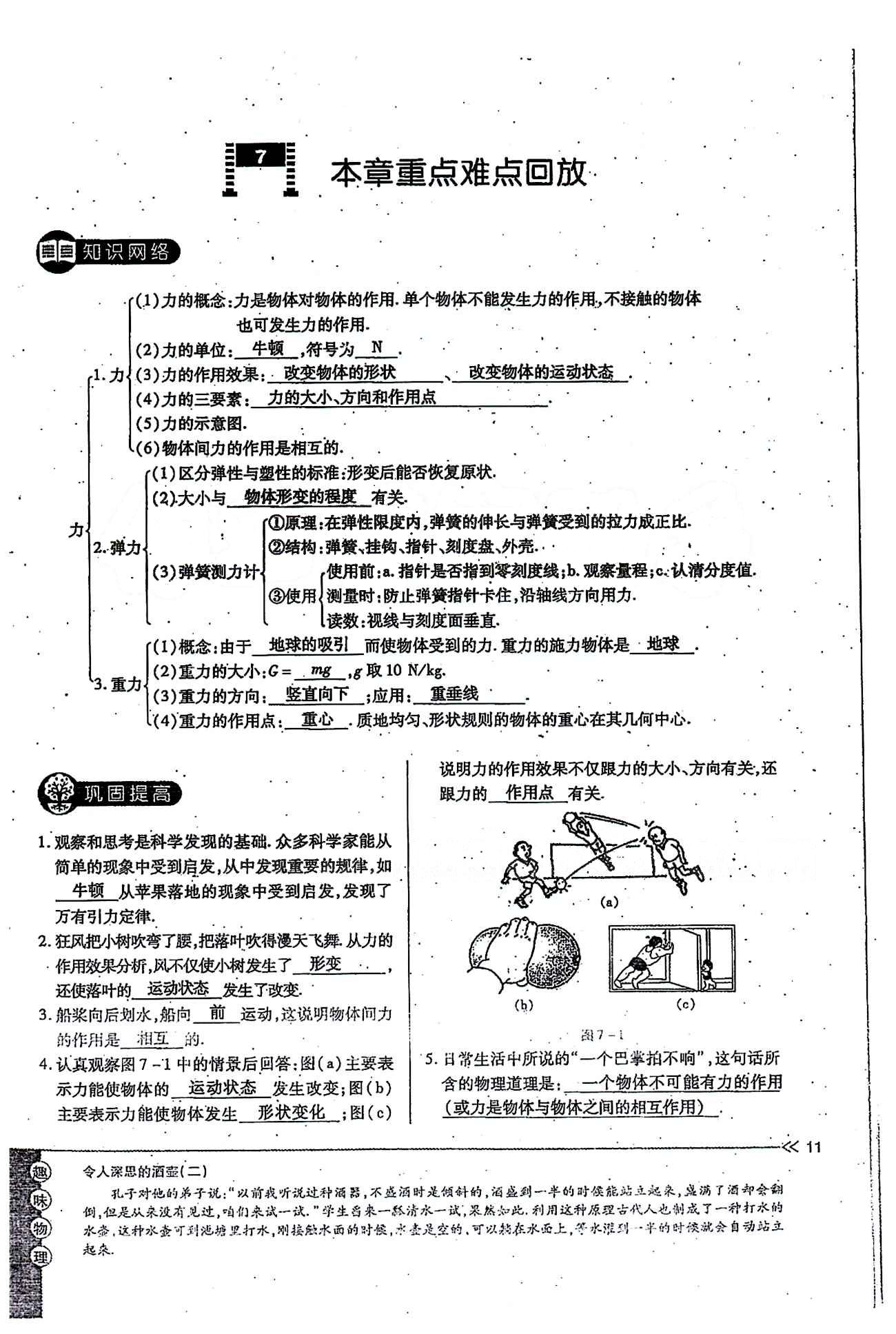 一課一練創(chuàng)新練習八年級下物理江西人民出版社 第七章　力 [11]