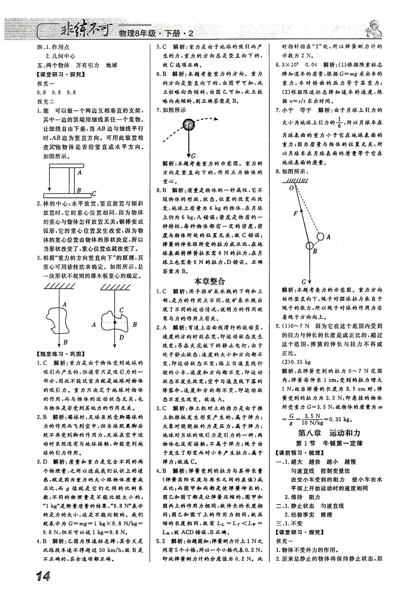 2015 課堂導(dǎo)學(xué) 課時(shí)作業(yè) 非練不可八年級下物理寧波出版社 第七章　力 [2]