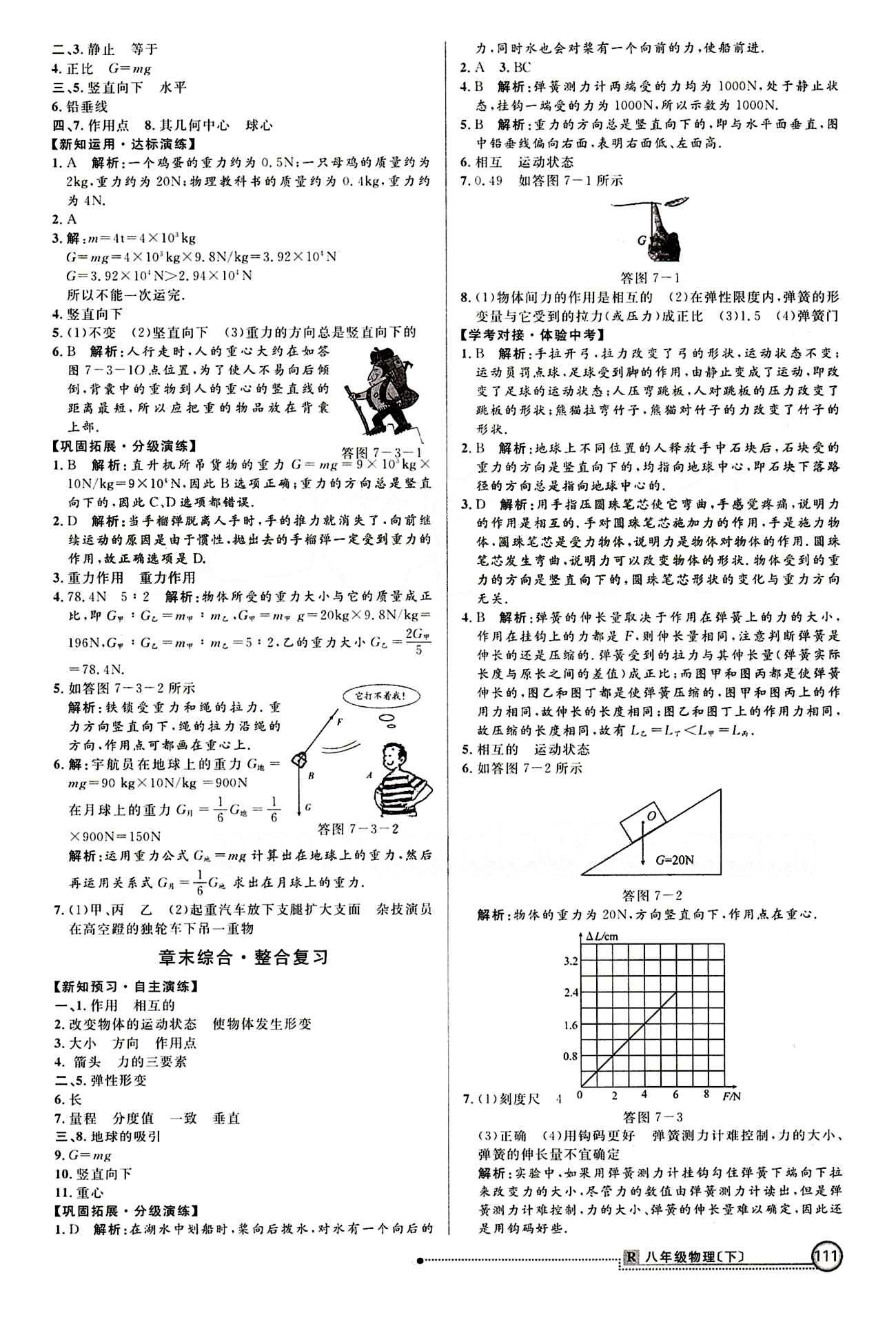 2015 练出好成绩 高效课时训练八年级下物理延边大学出版社 课课过关区 [2]