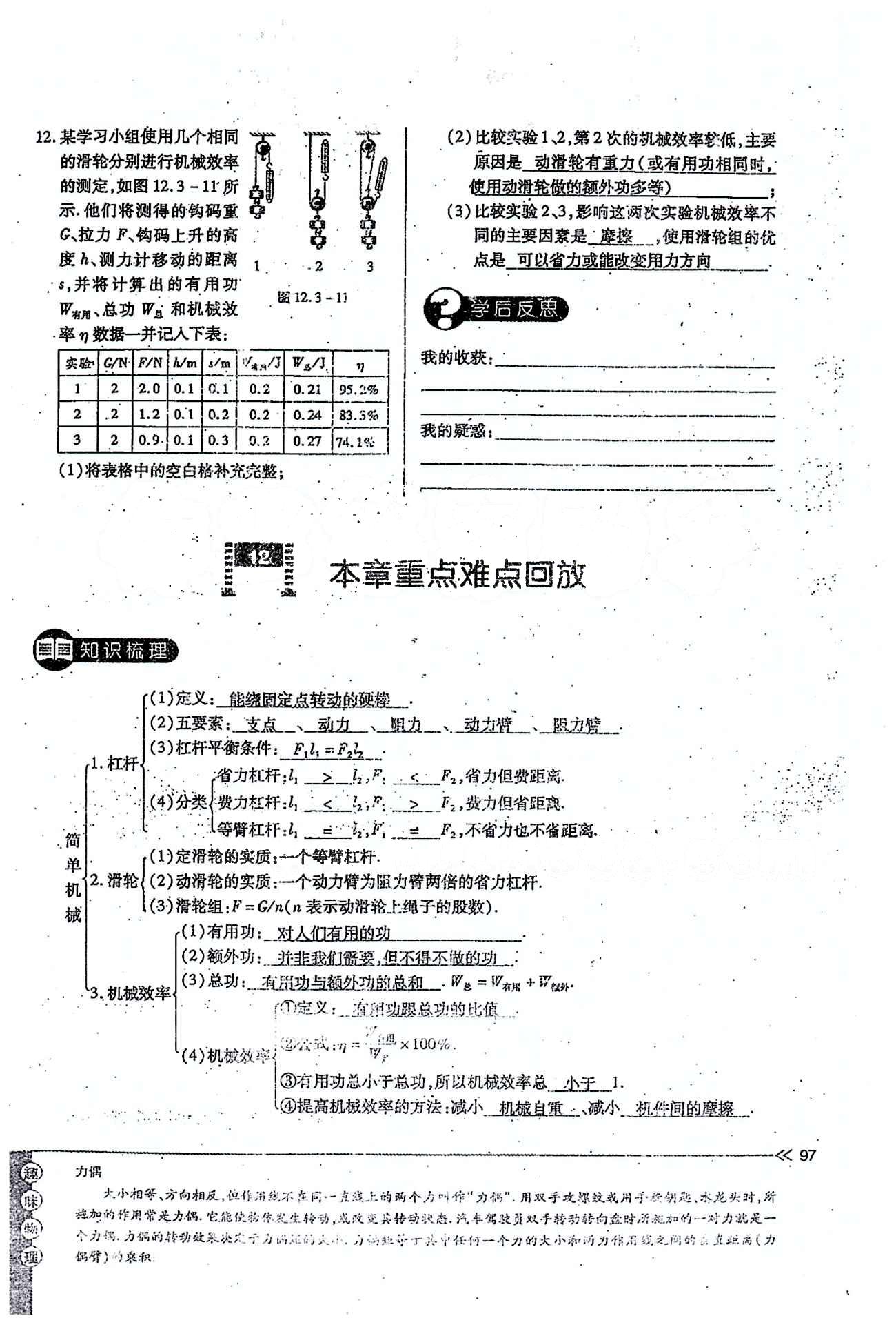 一課一練創(chuàng)新練習(xí)八年級下物理江西人民出版社 第十二章　簡單機(jī)械 [13]