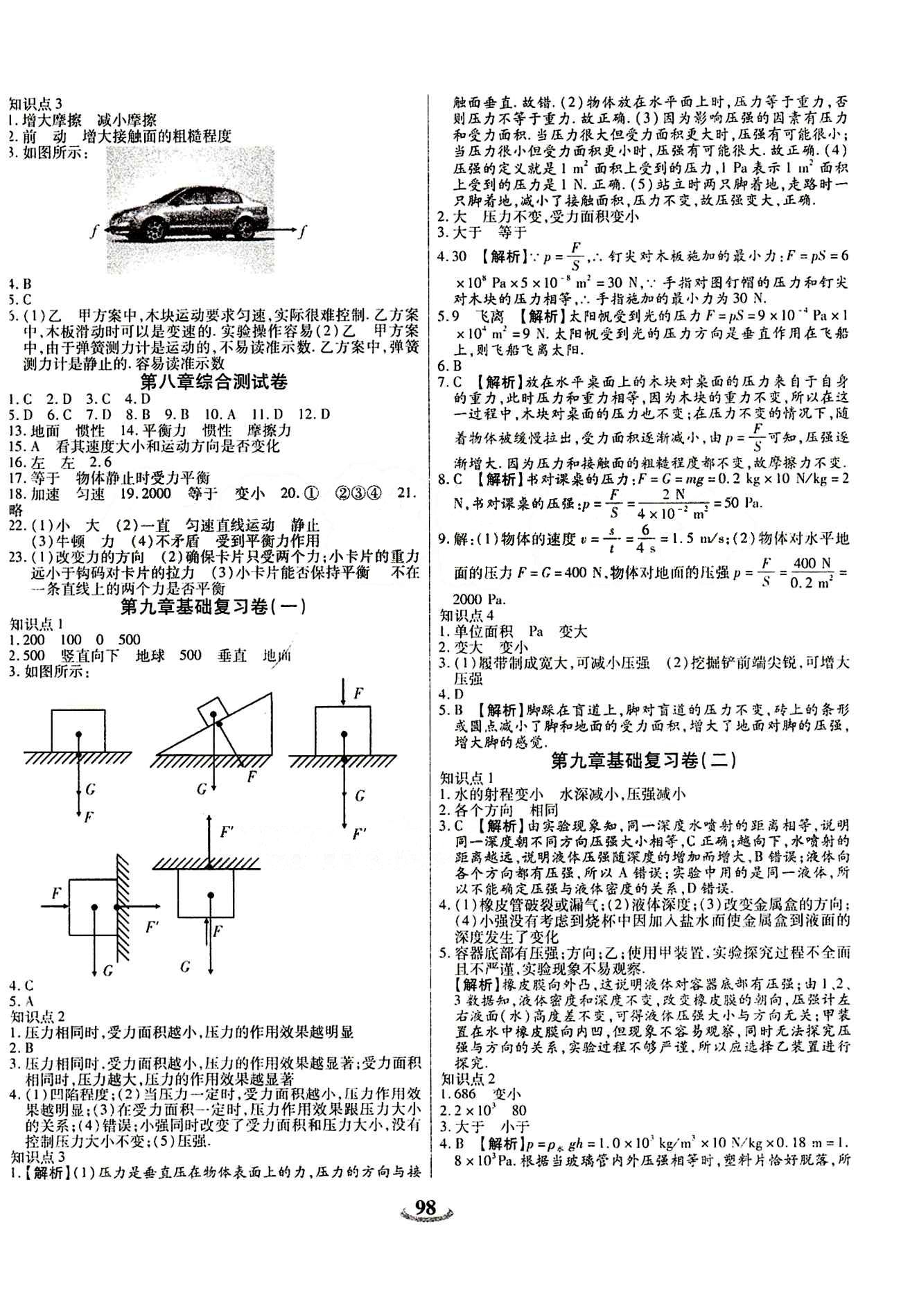 2015 金牛教輔 暢響雙優(yōu)卷八年級下物理天津科學技術(shù)出版社 參考答案 [2]