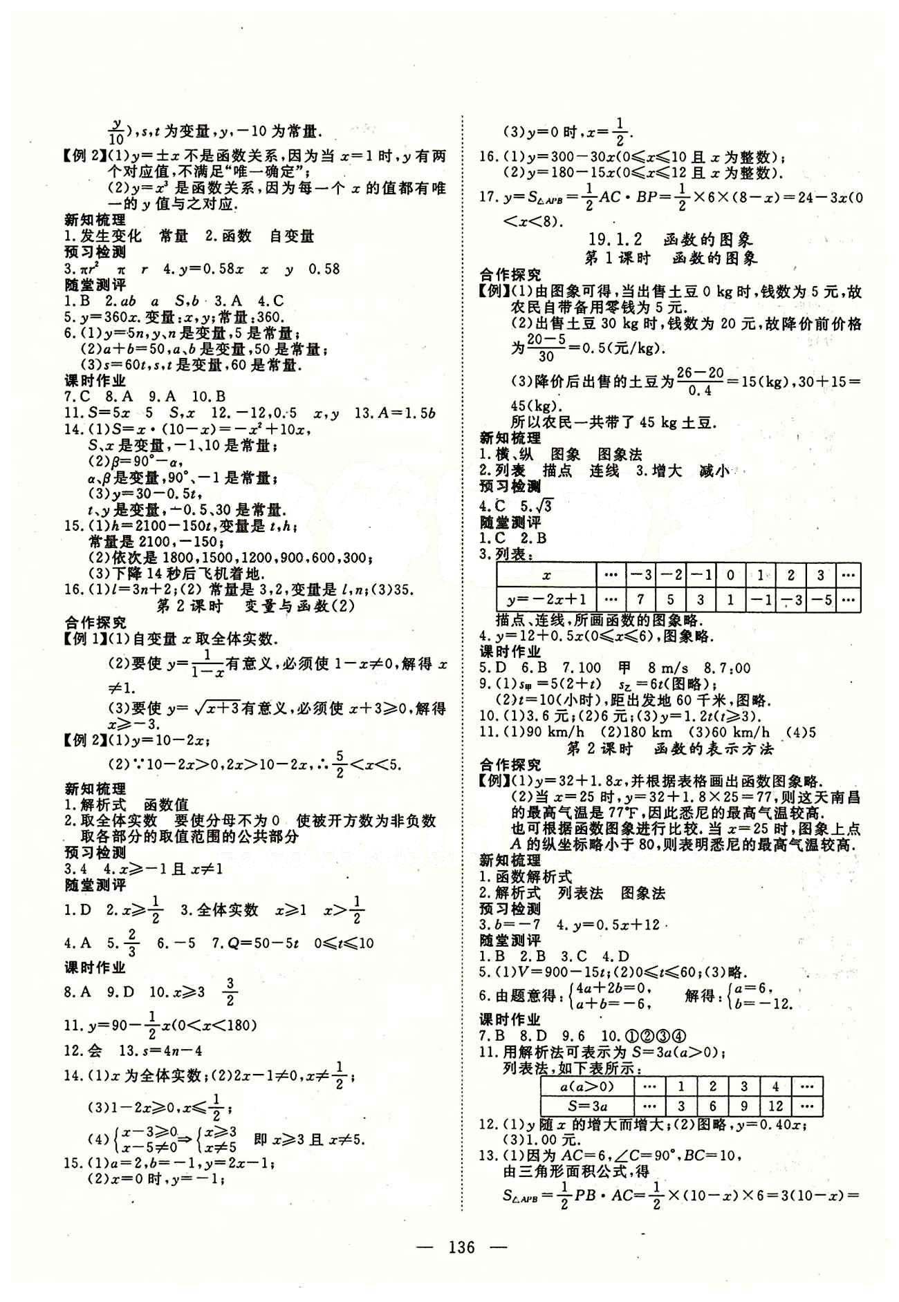 2015南宇文化 探究在线高效课堂八年级下数学武汉出版社 第十九章　一次函数 [2]