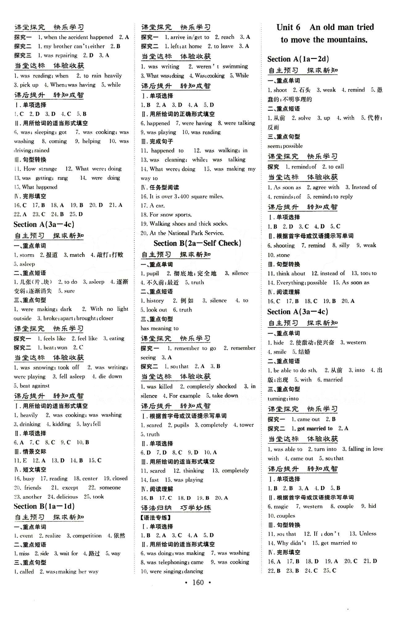 新课标初中同步学习导与练 导学探究案八年级下英语四川大学出版社 参考答案 [2]