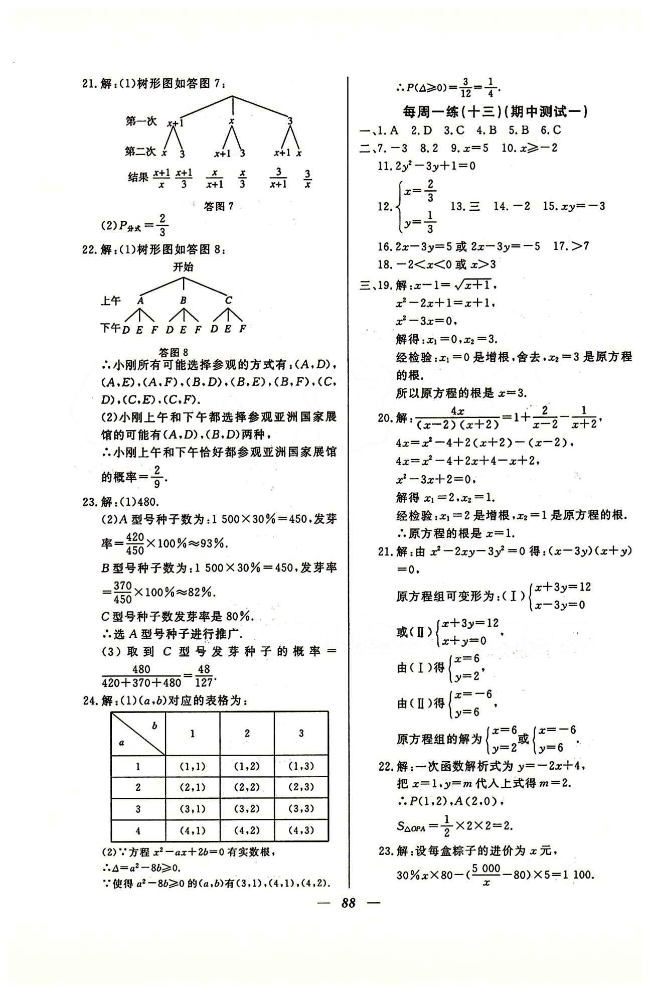 金牌教练八年级下数学吉林教育出版社 每周一练1-16 [12]