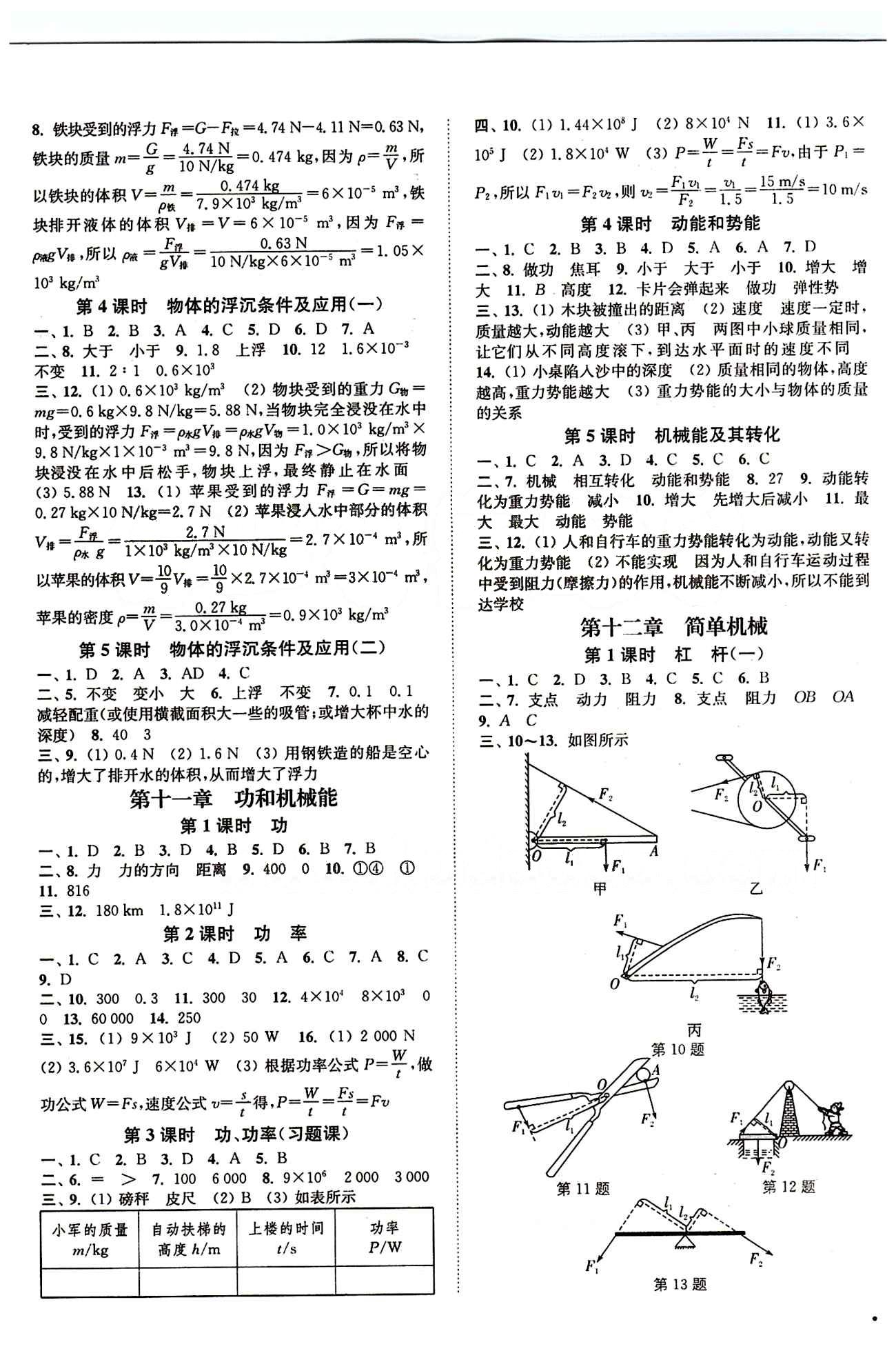 2015 通城學典 活頁檢測卷八年級下物理延邊大學出版社 課時檢測 [3]