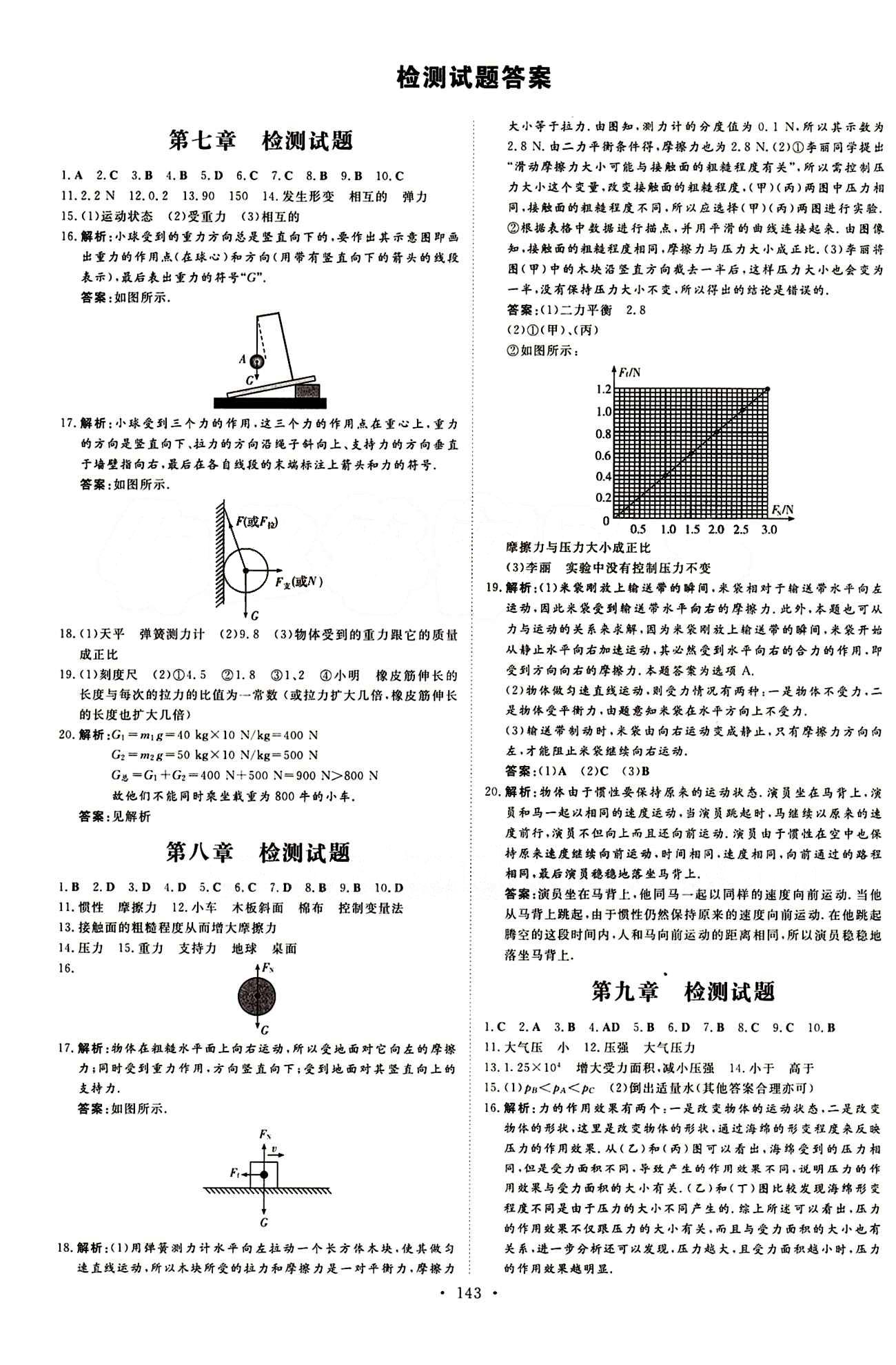 2015 初中同步學習 導與練 導學探究案八年級下物理四川大學出版社 檢測試卷答案 [1]