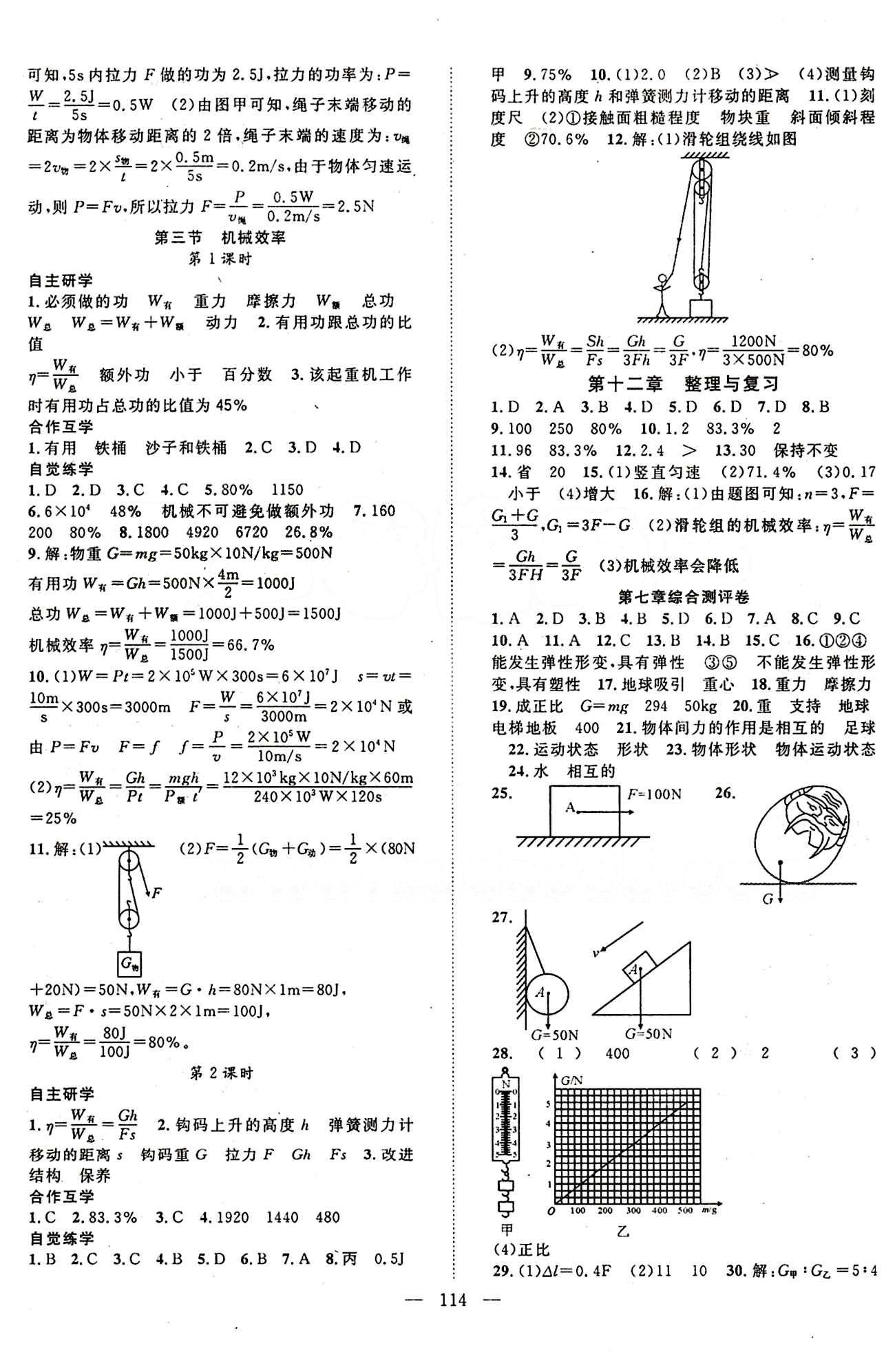 官方正版 2015春 優(yōu)質(zhì)課堂 名師學案 八年級 物理 下冊 人教版八年級下長江少年兒童出版社 參考答案 [6]